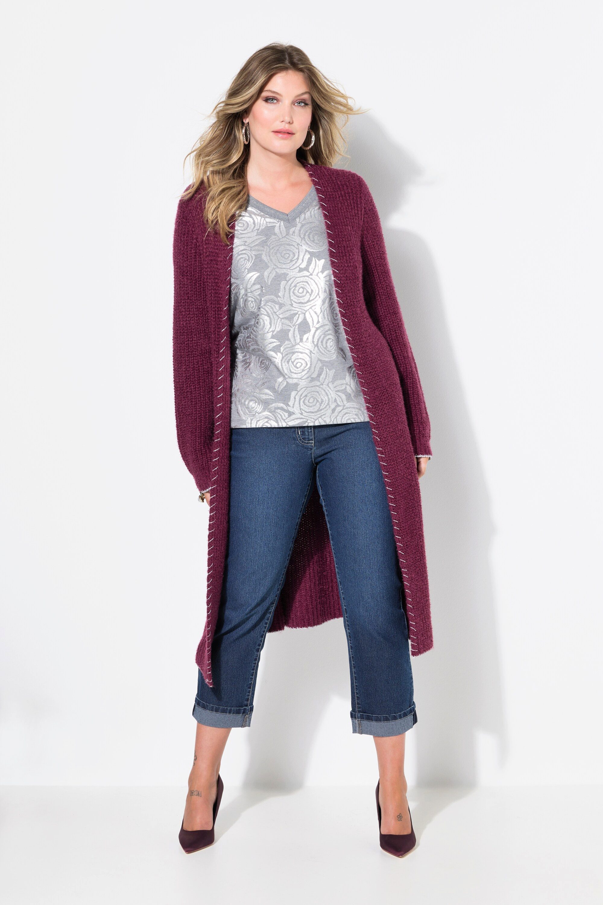 MIAMODA Strickjacke Strickjacke extra lang Ausschnitt günstig online kaufen