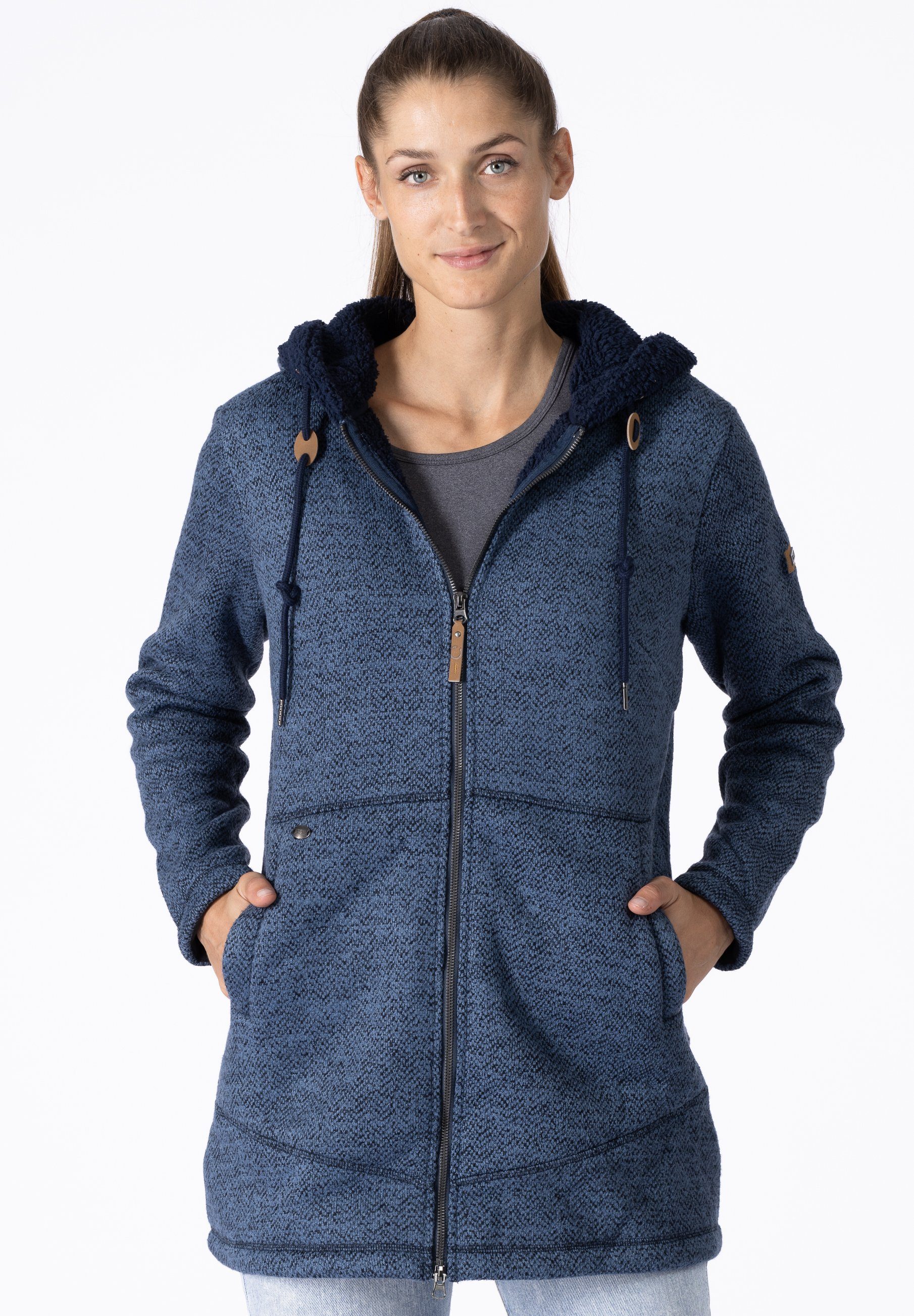 Fleecemantel, XENIA Active blazer Funktionsmantel DEPROC Longjacket Women navy CS Fleecejacke,