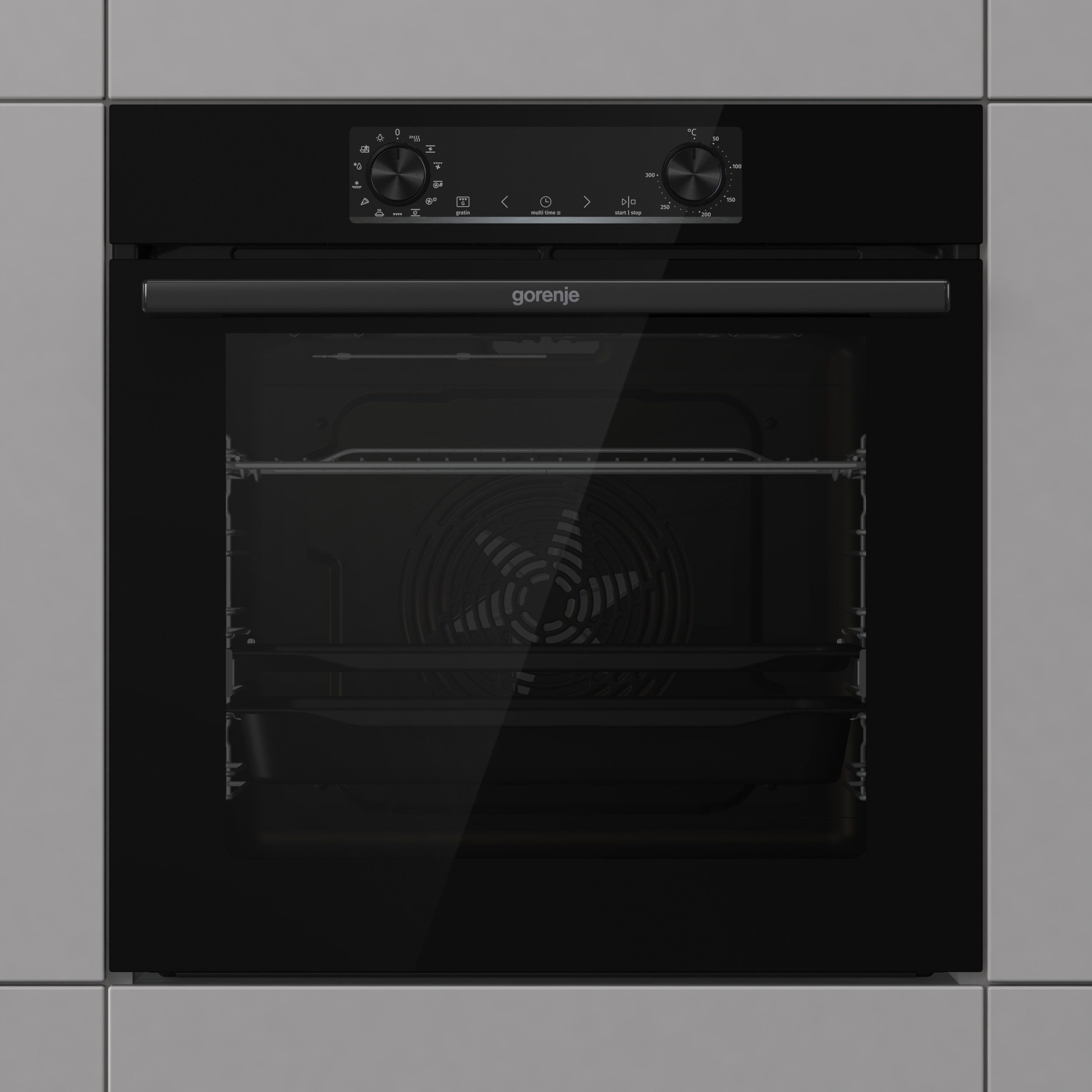 GORENJE Backofen-Set Black Pacific Basic Set, mit 1-fach-Teleskopauszug, Aqua Clean, Pizzafunktion mit 300 °C – perfekt für Pizza, Focaccia und mehr!