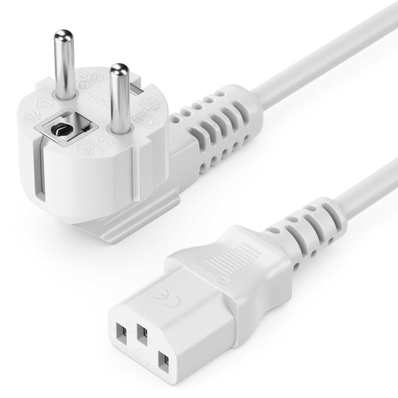 deleyCON deleyCON 3m Kaltgerätekabel Typ F (CEE 7/4) 90° - Kaltgerätekupplung Stromkabel