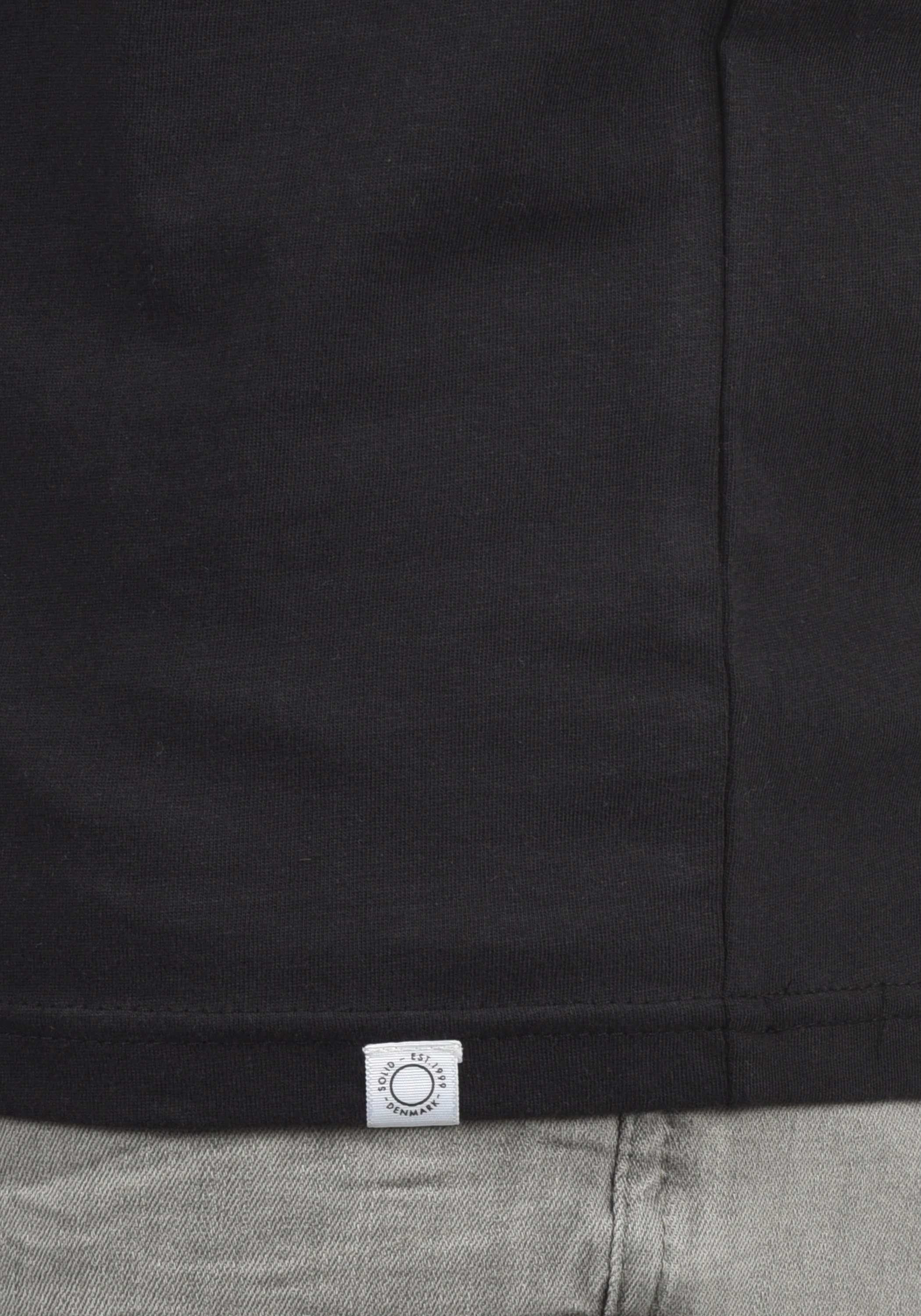 mit Longsleeve (9000) SDBeda Langarmshirt !Solid Black V-Ausschnitt