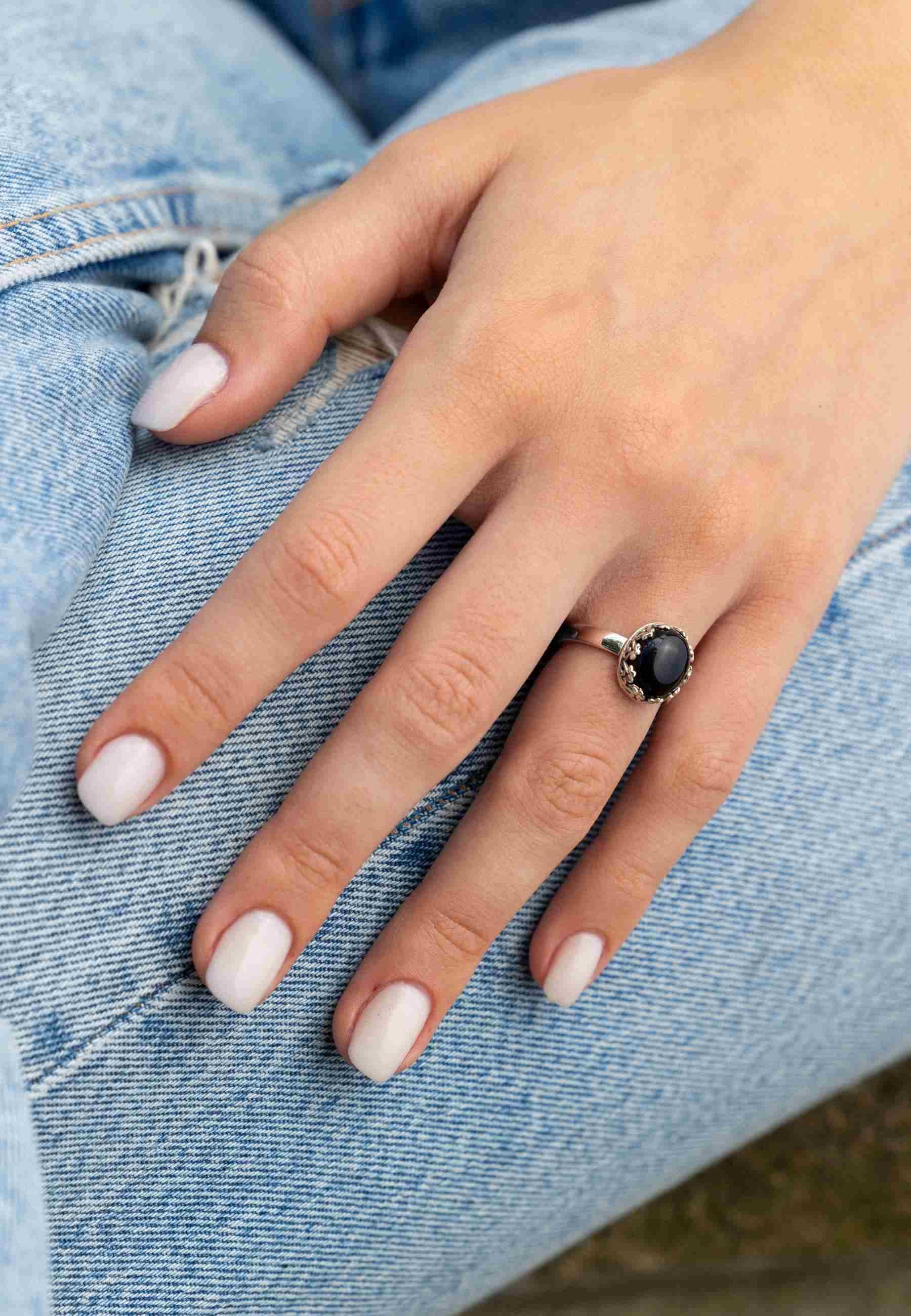 mantraroma Silberring NAPULO aus 925 Silber mit Onyx (Ring mit Schmuckbeute günstig online kaufen
