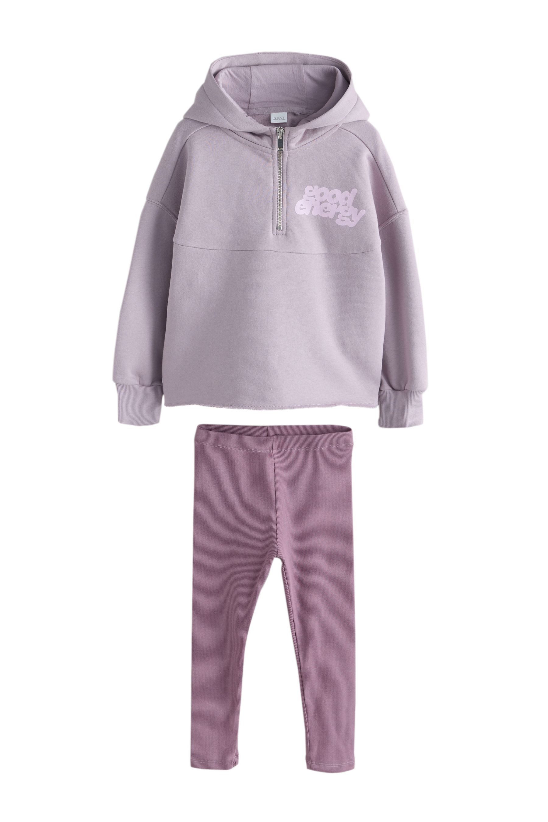 Langarmshirt & Leggings Slogan-Hoodie und Leggings im Set