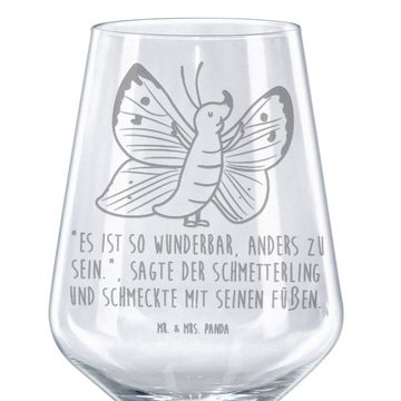 Mr. & Mrs. Panda Rotweinglas Schmetterling Zitronenfalter - Transparent - Geschenk, Rotwein Glas, Premium Glas, Stilvolle Gravur