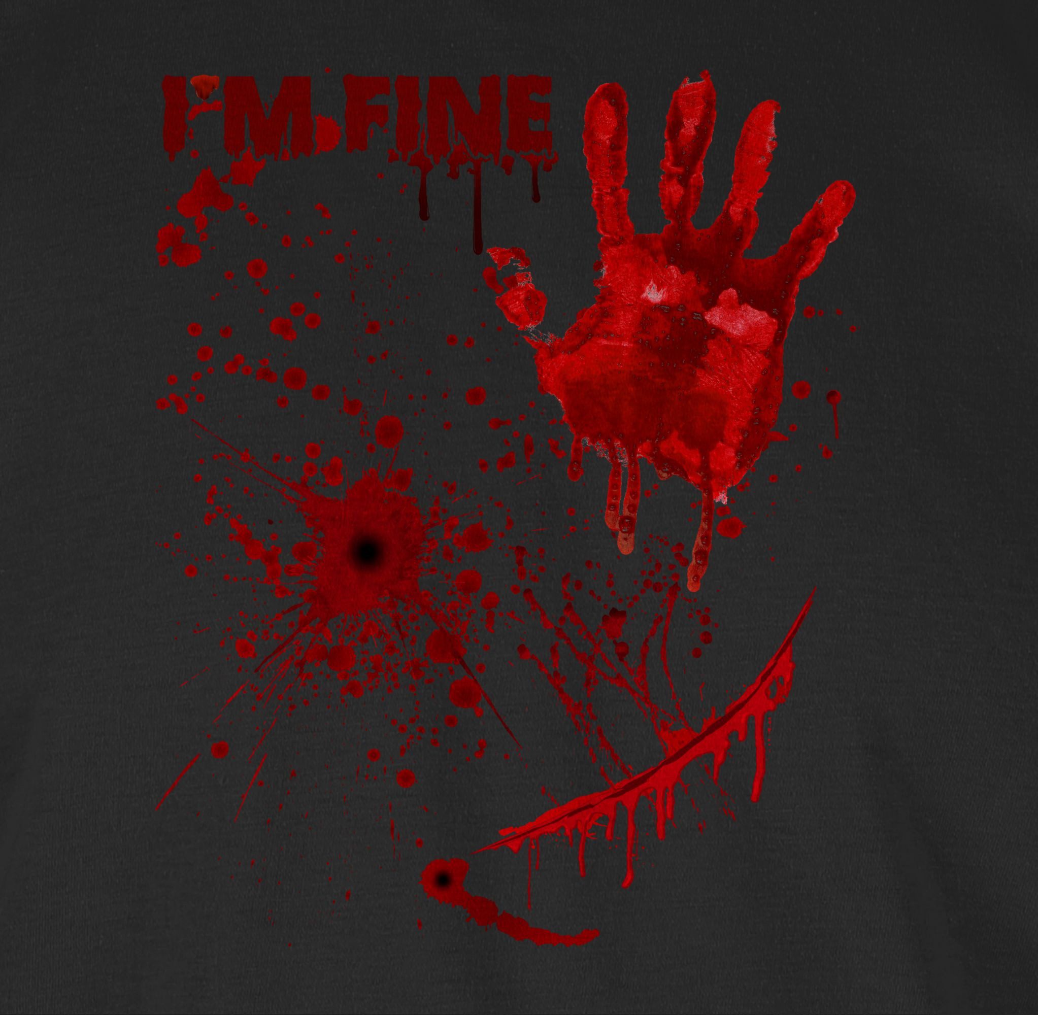 Shirtracer T-Shirt Blutige Hände Blutspritzer Blut Blutflecken Gruselig Horror Killer - I Halloween Kostüme Herren