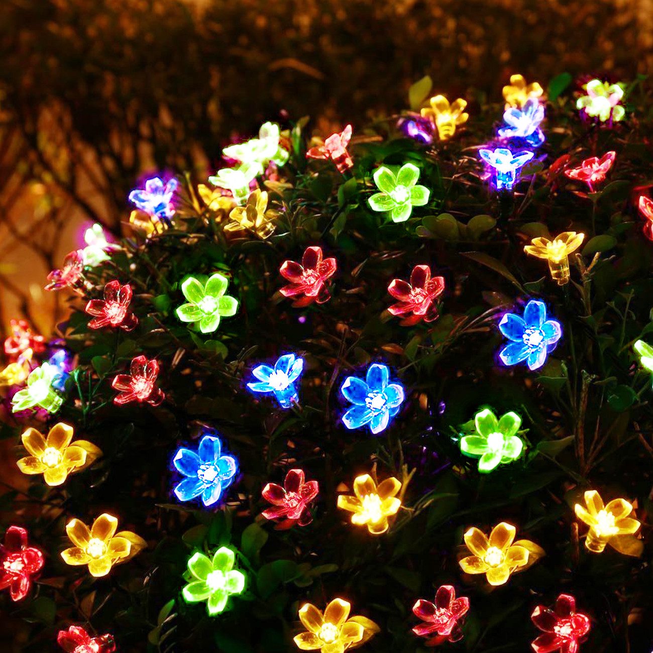 Salcar LED Solarleuchte 5m Solar-Lichterkette mit 20 Kirschblüten Außen Solar Gartenleuchte, 2-Leuchtmodi, Bunt