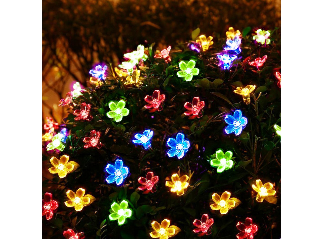 Salcar LED Solarleuchte 5m Solar-Lichterkette mit 20 Kirschblüten Außen Solar Gartenleuchte, 2-Leuchtmodi, Bunt