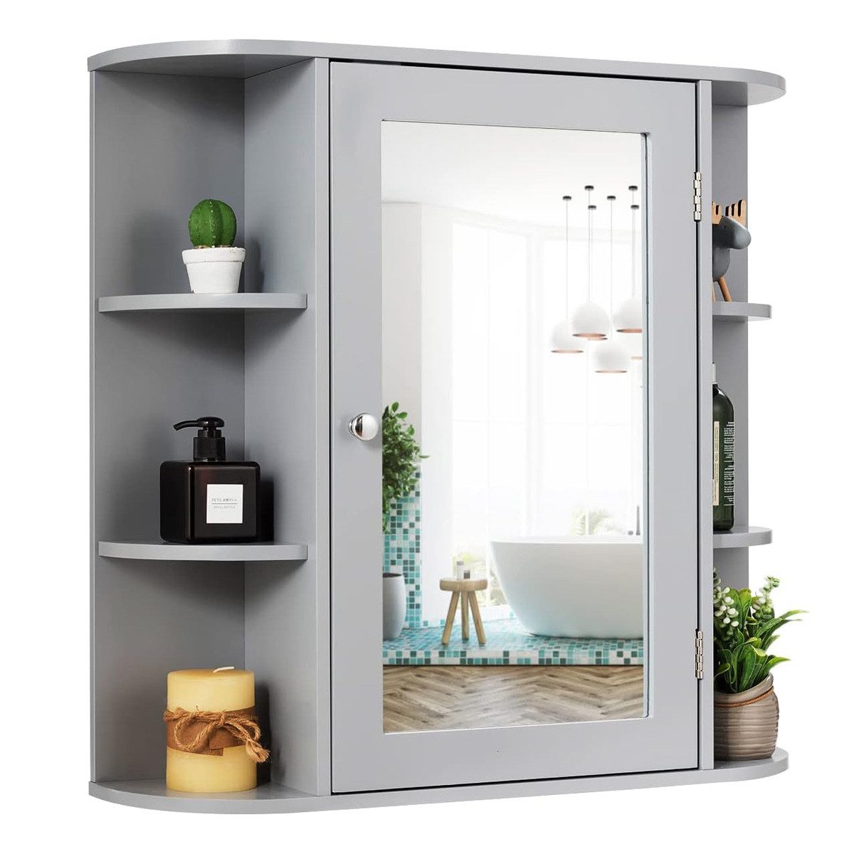 KOMFOTTEU Spiegelschrank Badschrank Hängeschrank Wandschrank mit günstig online kaufen
