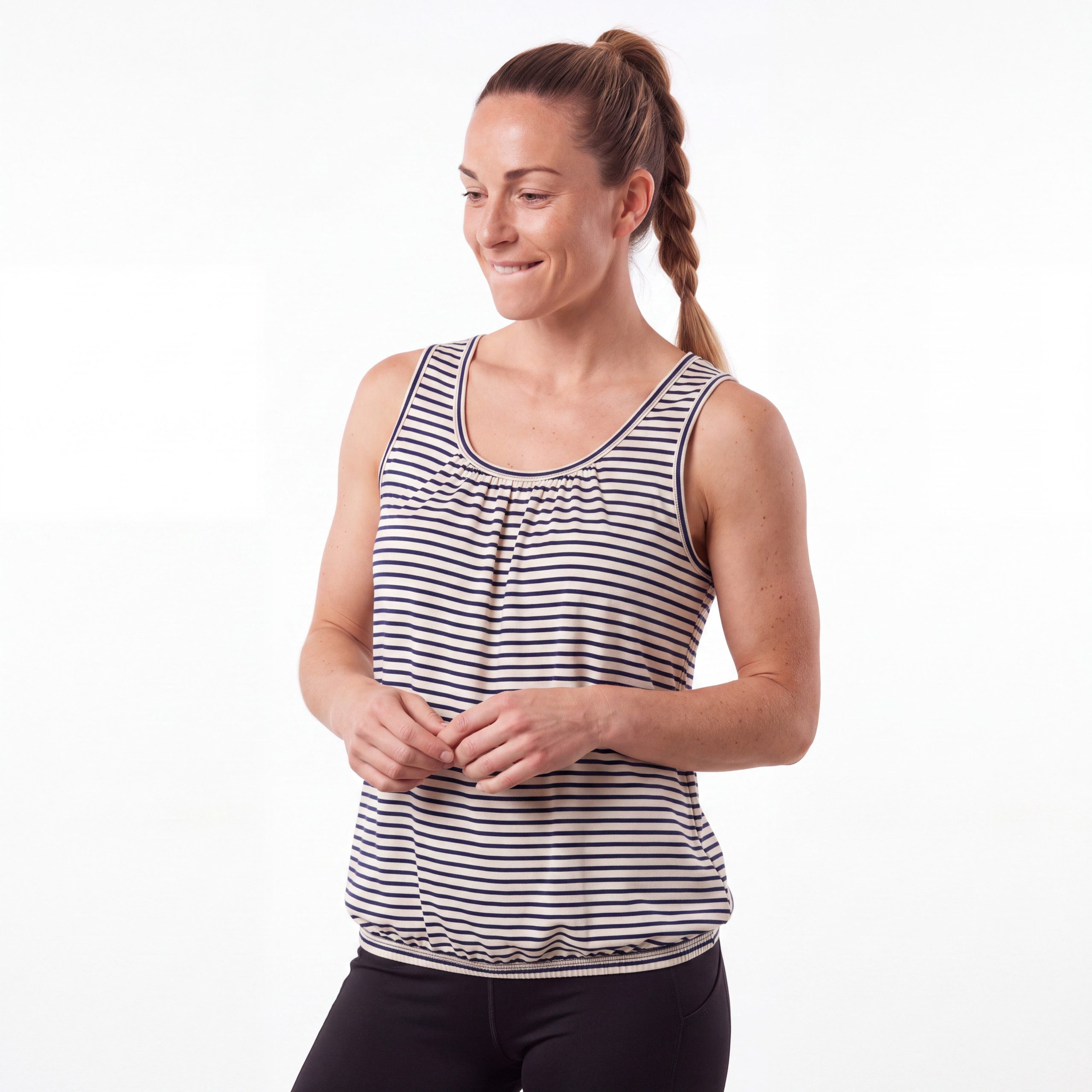 OriginalYou Trägertop Sommertop Querstreifen Freizeitshirt Rundhals Baumwolltop One Size 38/42 (38-40 oversize, 40-42 regular)