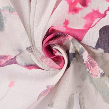 Rasch TEXTIL Stoff Rasch Textil Gardinenstoff Baumwolle Malve Aquarell-Blumen weiß pink 2, überbreit