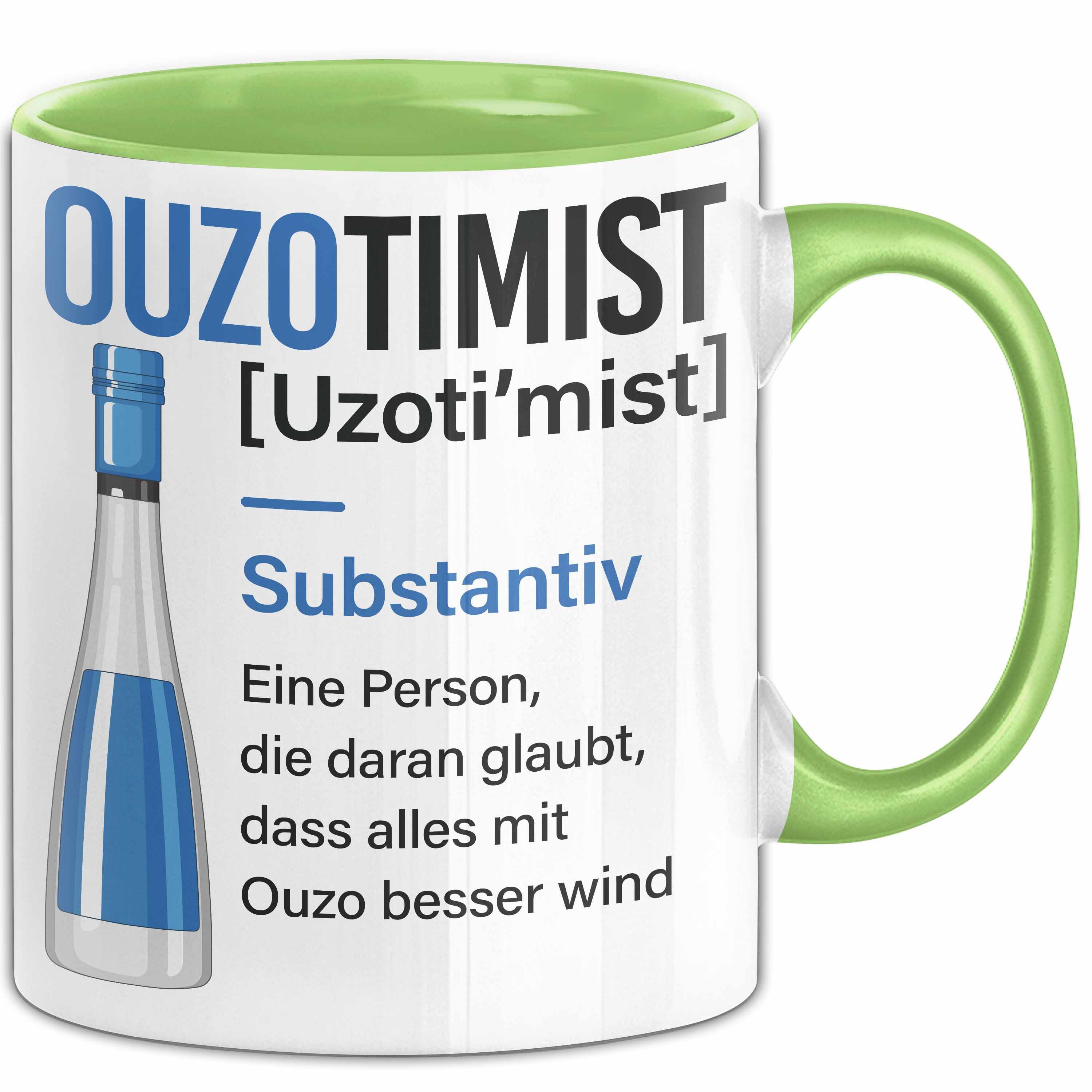 Trendation Tasse Grieche Tasse Geschenk Ouzotimist Geschenkidee Ouzo-Liebhaber Kaffee-B