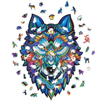 Unidragon Puzzle UNIDRAGON Holzpuzzle Tier – Majestätischer Wolf – 310 Teile, Puzzleteile