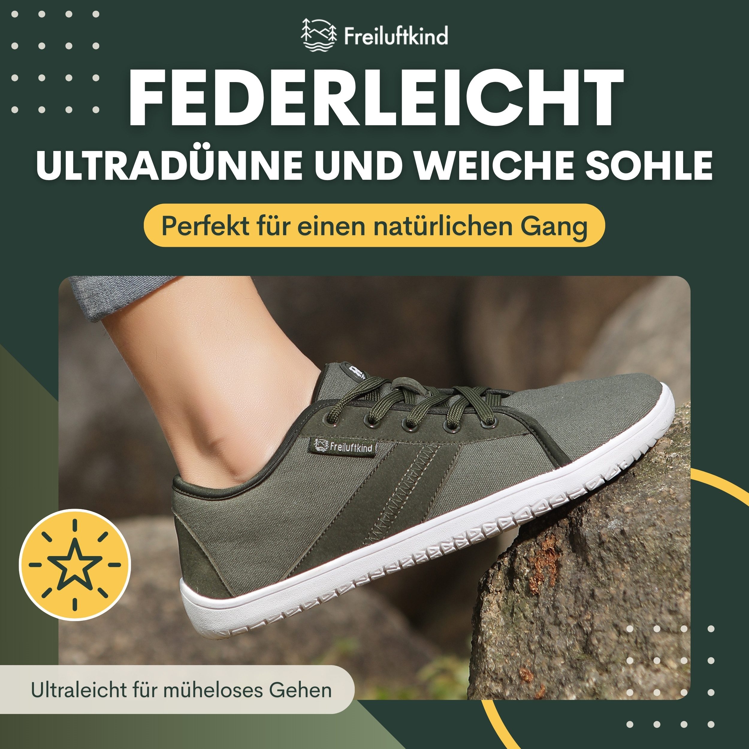 Freiluftkind Baker – gesunde Barfußschuhe Sneaker - Entlasten Füße & Gelenke Sneaker