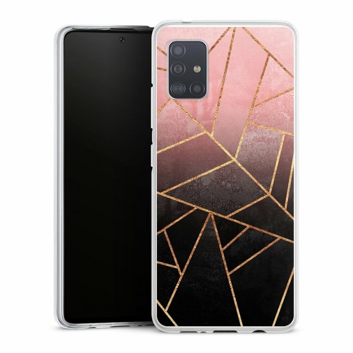 DeinDesign Handyhülle Farbverlauf Geometric Gold & Kupfer Pink And Black Stone Gold Print Samsung Galaxy A51 5G Silikon Hülle Bumper Case Handy Schutzhülle