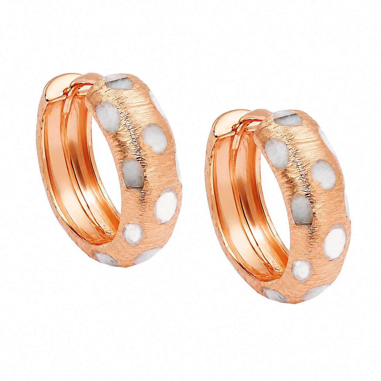 unbespielt Paar Creolen Ohrringe Bicolor-Effekt 9 Karat Rotgold Diamantschliff 15 x 5 mm, Goldschmuck für Damen