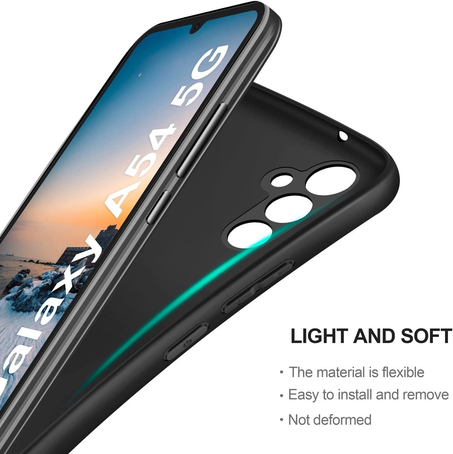 MSM Handyhülle Hülle für Samsung Galaxy A54 5G Schwarz Matt Silikon Schutz Tasche