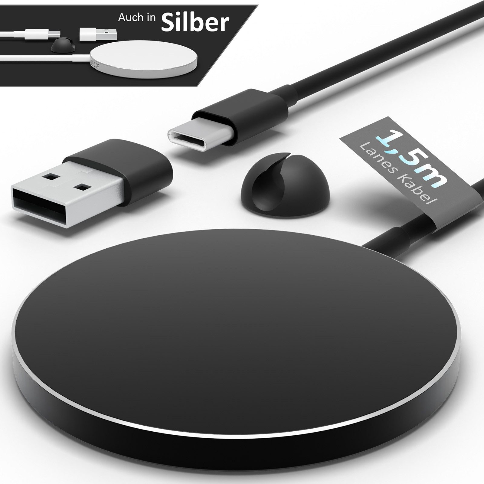 GreenHec MagSafe Ladegerät für Apple iPhone 17 16 15 14 13 12 11 X Magnet 15w Wireless Charger (0,00 mA, Set, MagPad, USB-A Anschluss, Kabelclip, induktives Ladepad, Pro Max Air Plus mini, Mangetic MagPad)