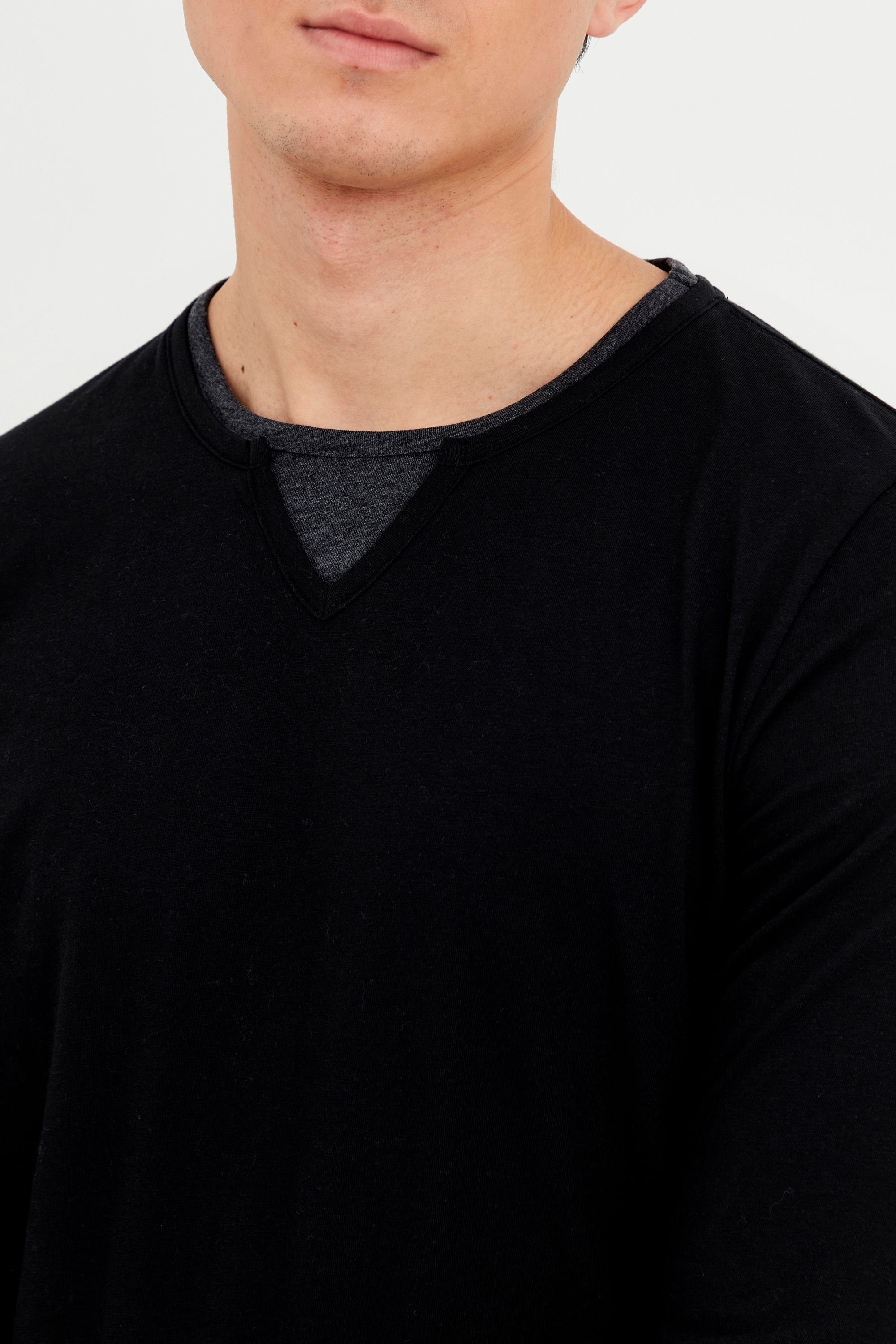 Blend Rundhalsshirt BHLeonas (1-tlg) Klassisches Langarmshirt mit Rundhalsausschnitt in Double-Layer-Optik