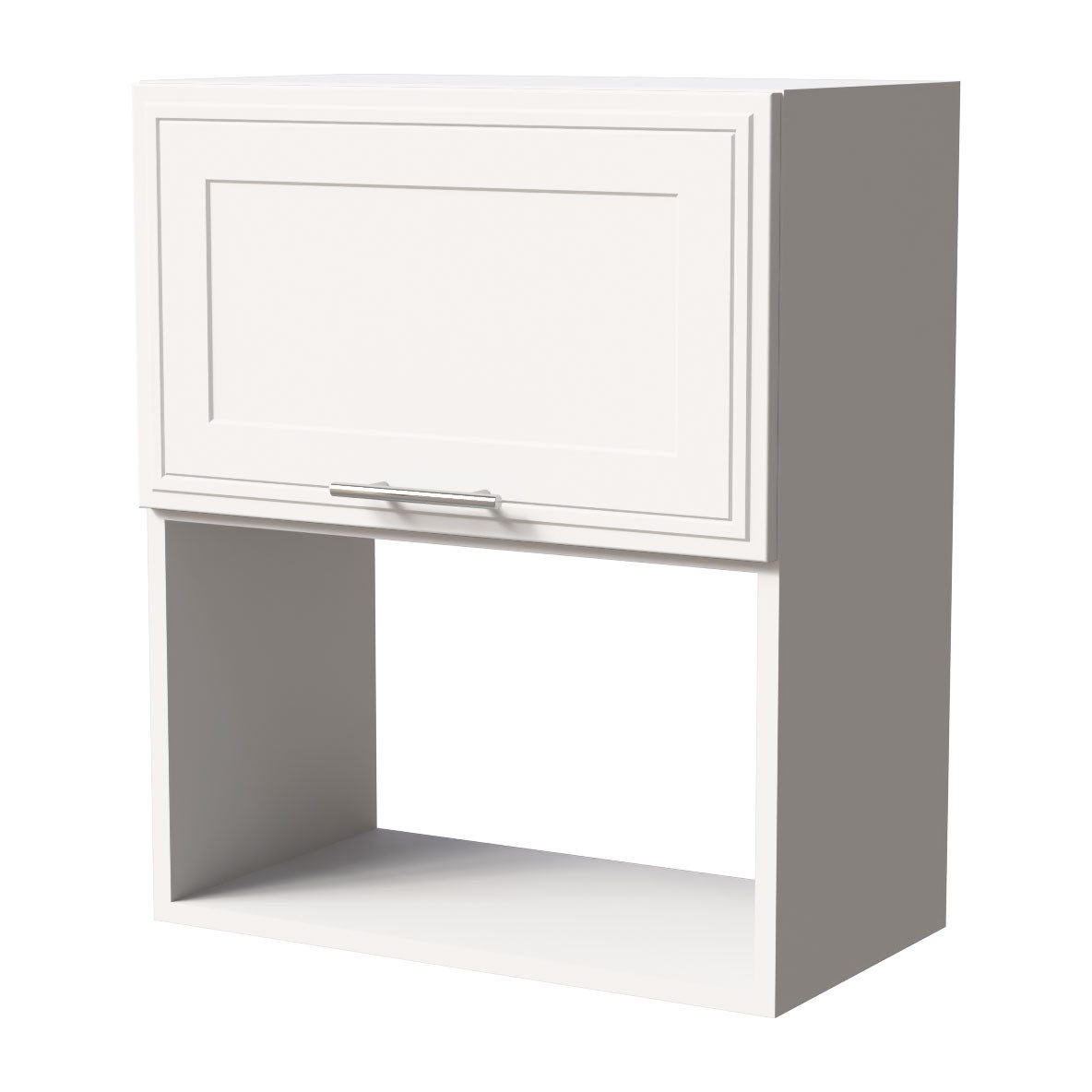 Feldmann-Wohnen Mikrowellenumbauschrank Salo (W2MK/60, 1 Klappe, 1 Gerätefach, 1-St., moderne Kassettenoptik, folierte Fronten) weiß / weiß matt