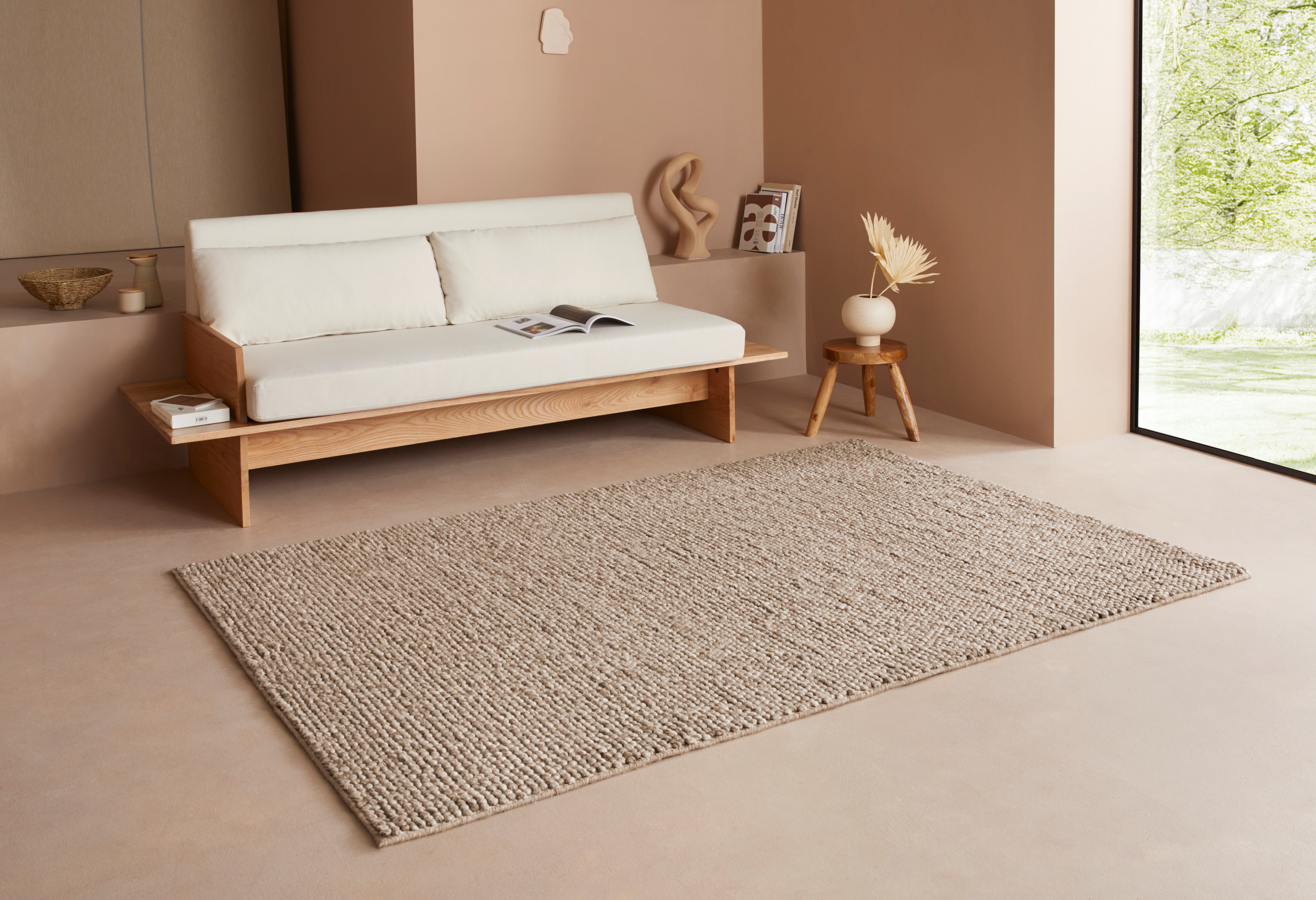 LeGer Home by Lena Gercke Wollteppich Ainhoa, handgewebt, Wolle, rechteckig, Höhe: 12 mm, einfarbig, Wolle, Teppich, Wohnzimmer, Schlafzimmer, Esszimmer – Bild 5 von 5