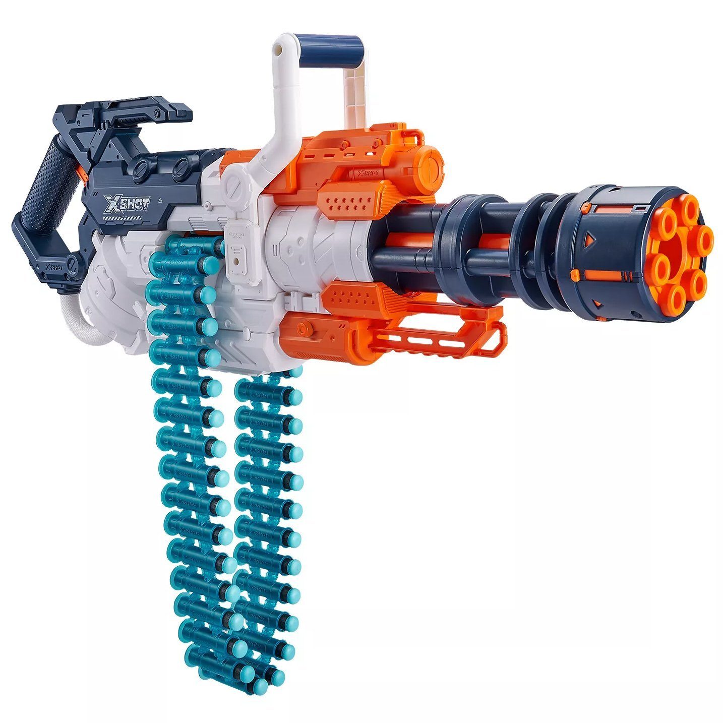 ZURU Blaster Excel Crusher Dartblaster - 27m Reichweite 48 Dart, Halbautomatischer Federdruckblaster im Minigun-Look