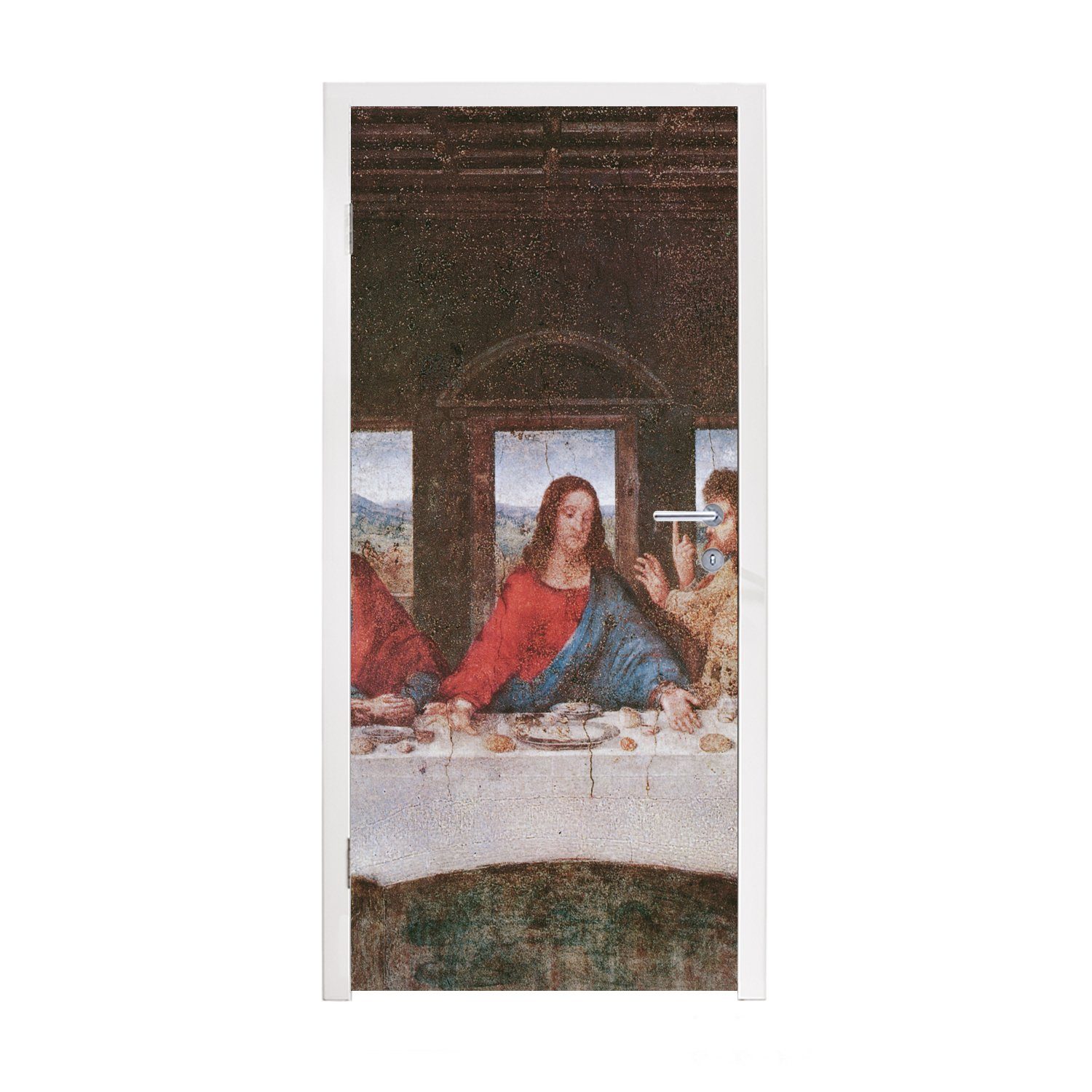 MuchoWow Türtapete Das letzte Abendmahl - Leonardo da Vinci, Matt, bedruckt, (1 St), Fototapete für Tür, Türaufkleber, 75x205 cm
