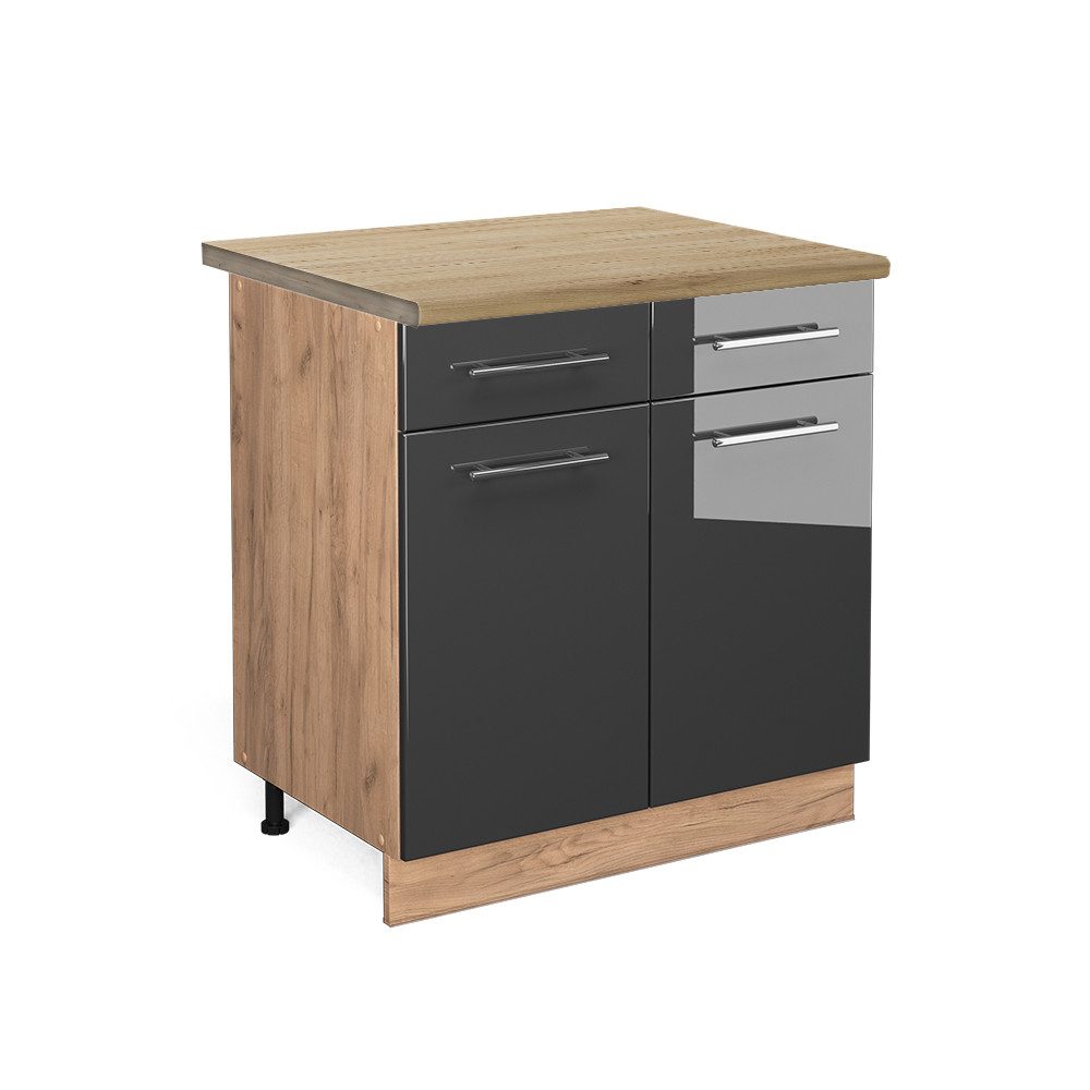 Vicco Unterschrank Fame-Line, Anthrazit Hochglanz/Goldkraft Eiche, günstig online kaufen