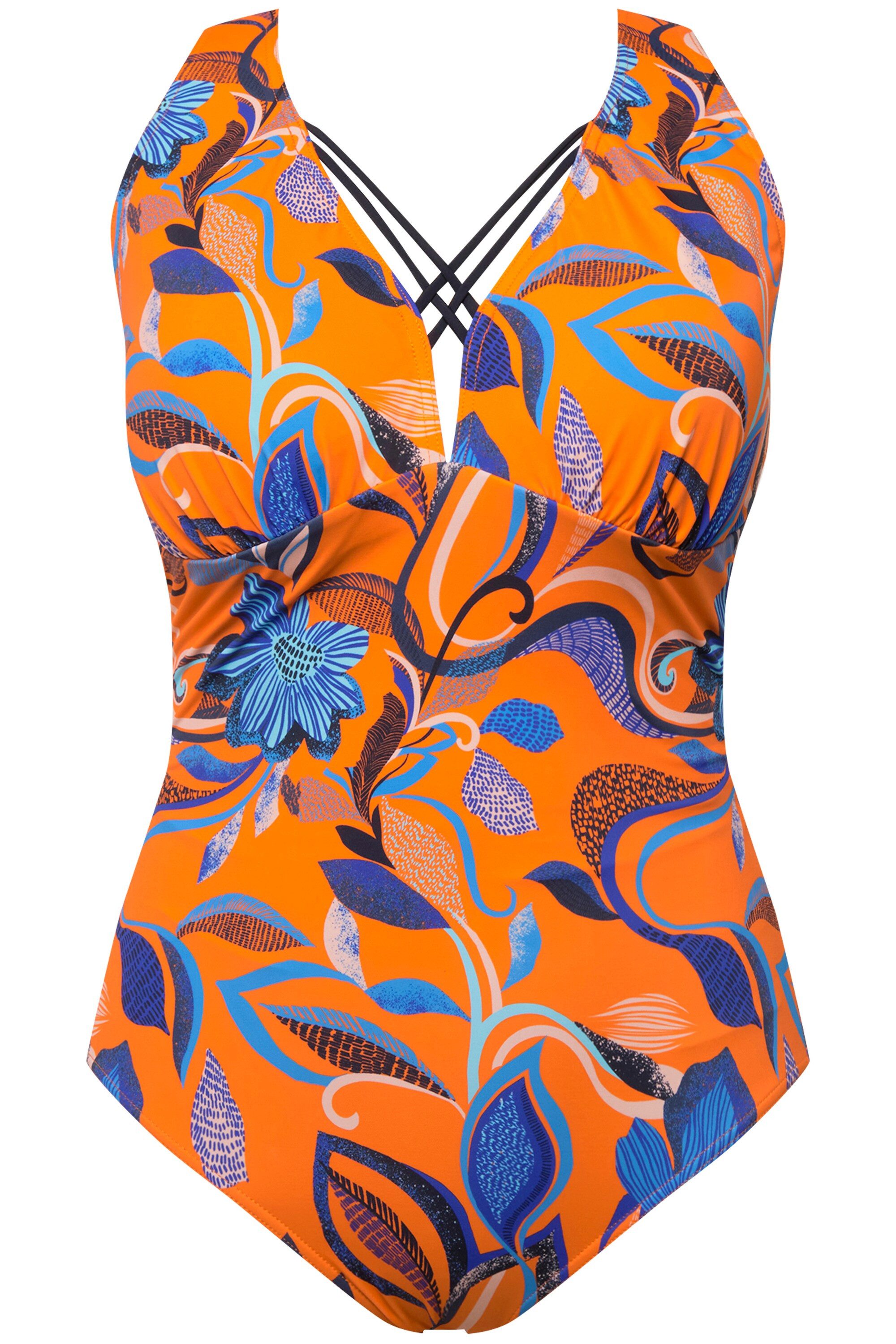 Ulla Popken Badeanzug Badeanzug Blüten Zierbänder Softcups günstig online kaufen