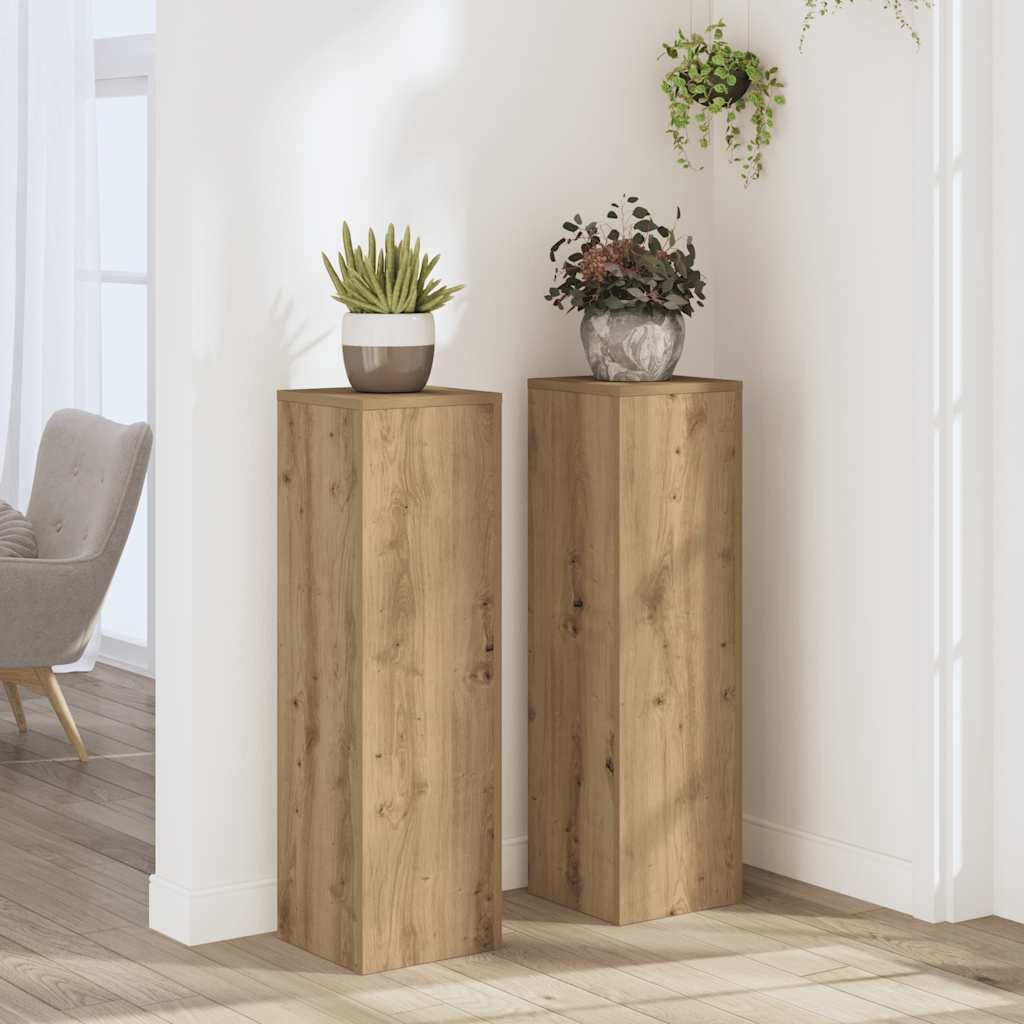 vidaXL Blumenständer, Pflanzenständer 2 Stk. Artisan-Eiche 25x25x80 cm Holzwerkstoff