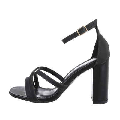 Ital-Design Damen Abendschuhe Party & Clubwear Sandalette Blockabsatz Sandalen & Sandaletten in Schwarz