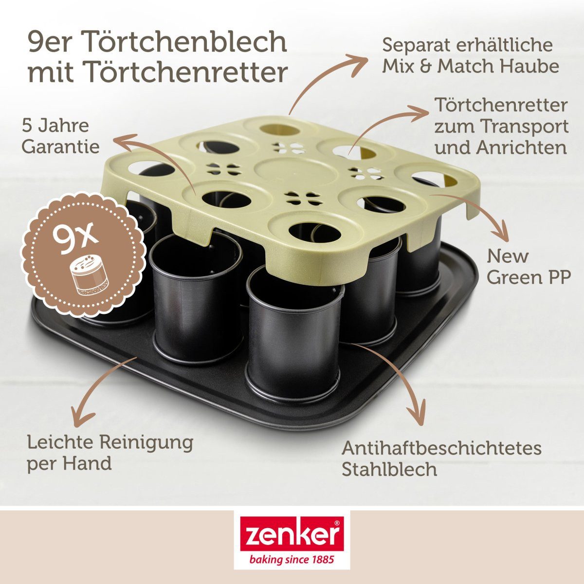 Zenker Backblech Mini-Törtchenblech, Törtchenform, Backform für Mini-Kuchen