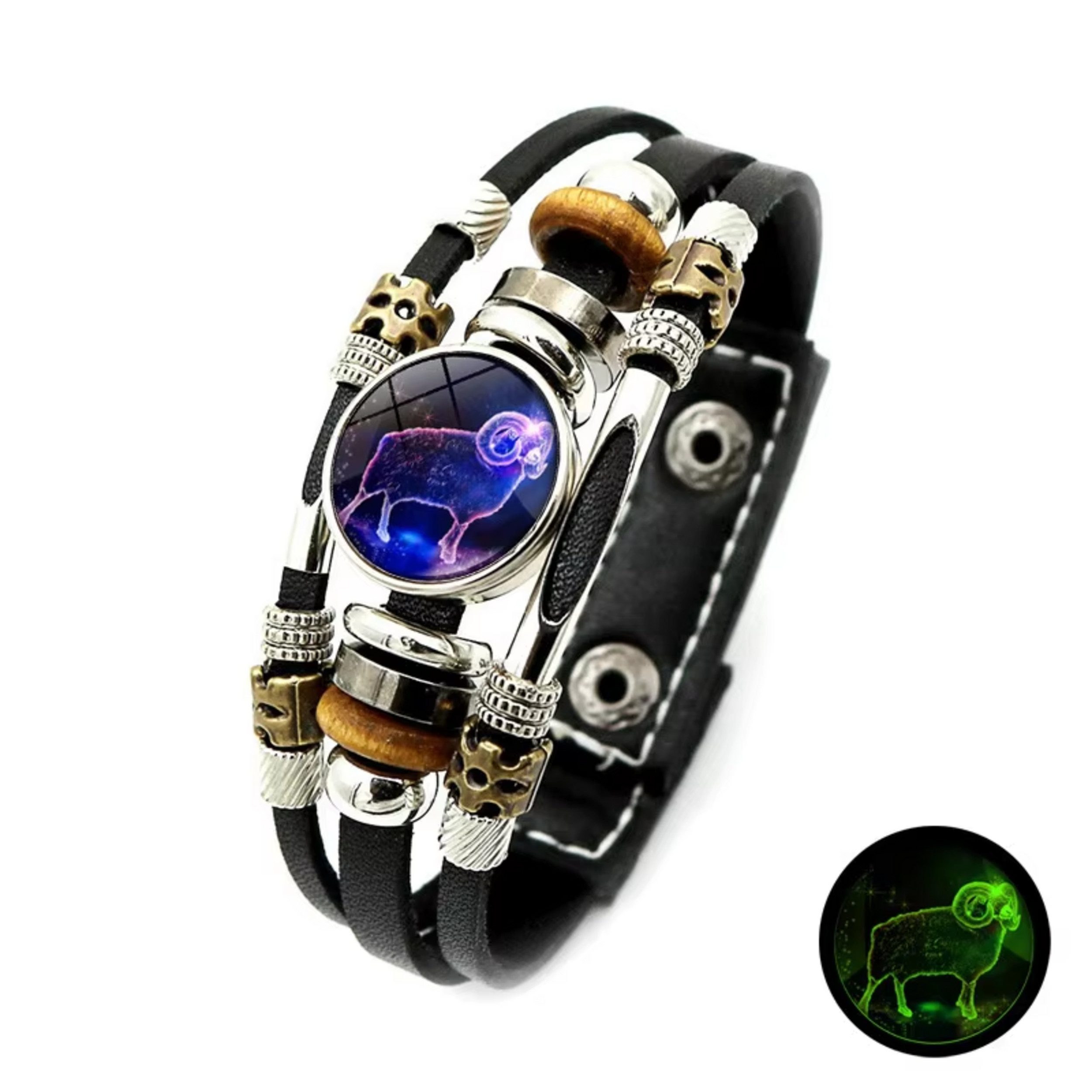 Stelby Armband mit Gravur Armband Sternzeichen Widder mit 3D Gravur im Glas (Weihnachtsgeschenk, Geburtstagsgeschenk, Valentinstaggeschenk, modern, minimalistisch), langlebig, pflegeleicht, unisex