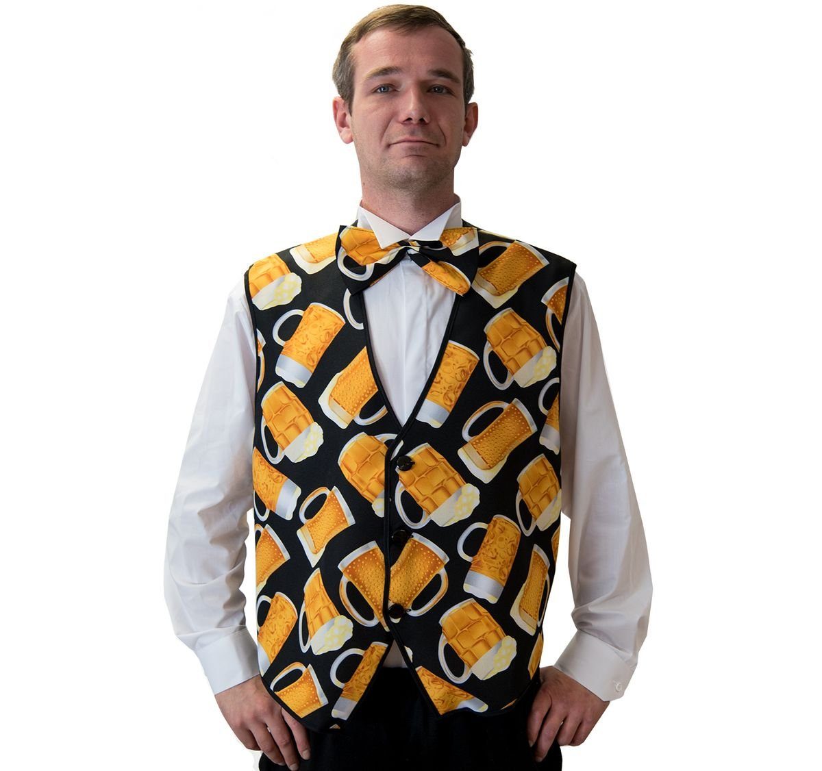 Lipta TDP Kostüm Weste mit Fliege - Bierkrug Motiv