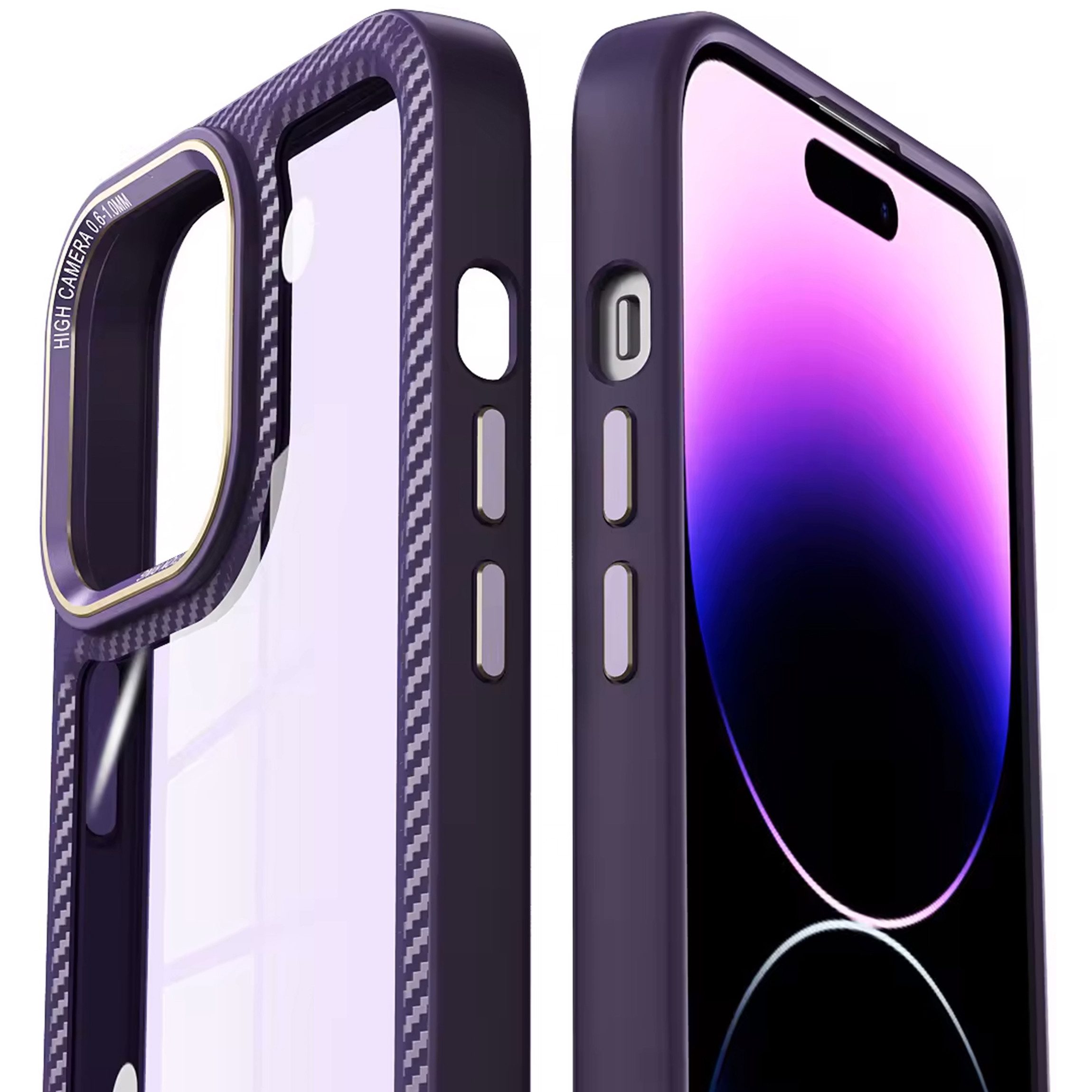 Wörleonline Handyhülle für Apple iPhone 12 Pro Max Hülle, Schutzhülle in Carbon Optik mit leicht getönter Rückseite