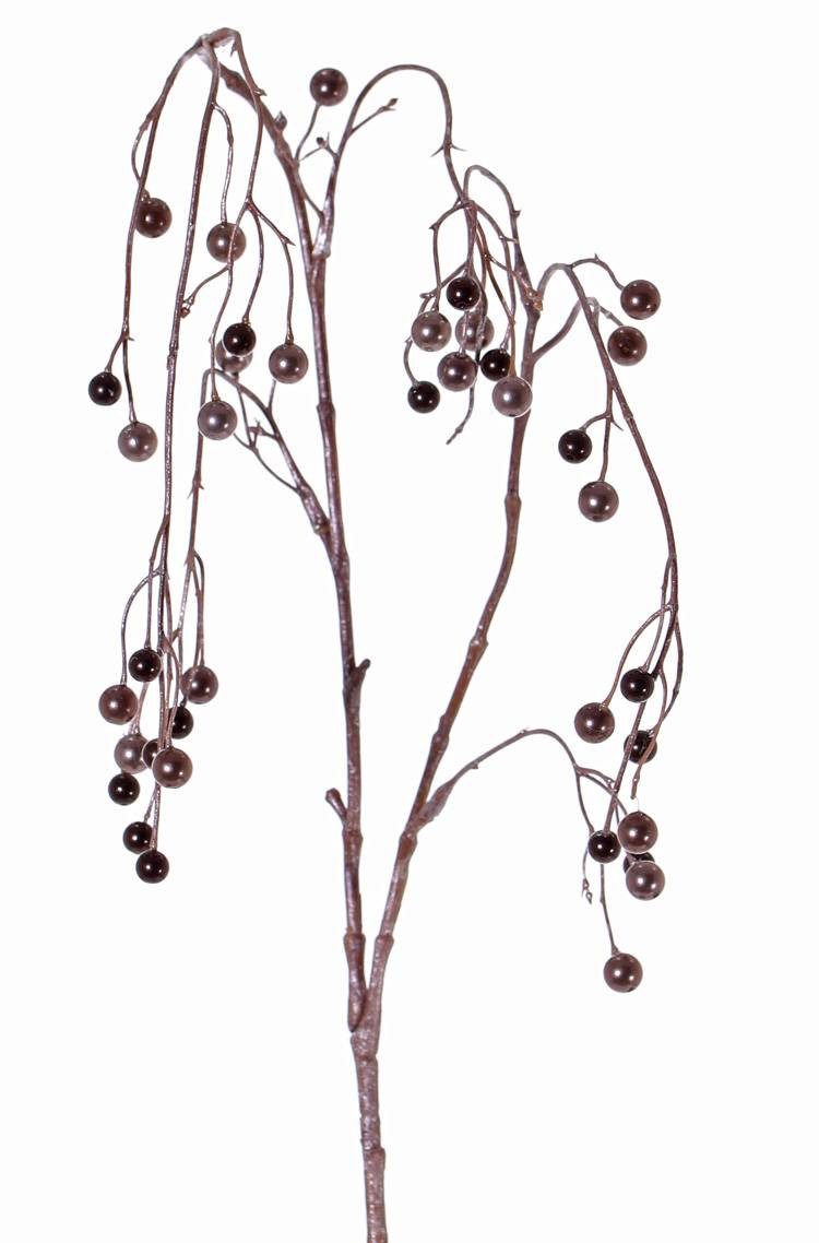 Kunstzweig Deko Zweig Beerenzweig PASKO, Beeren, schwarz - lila, 120cm Schneebeere, artplants