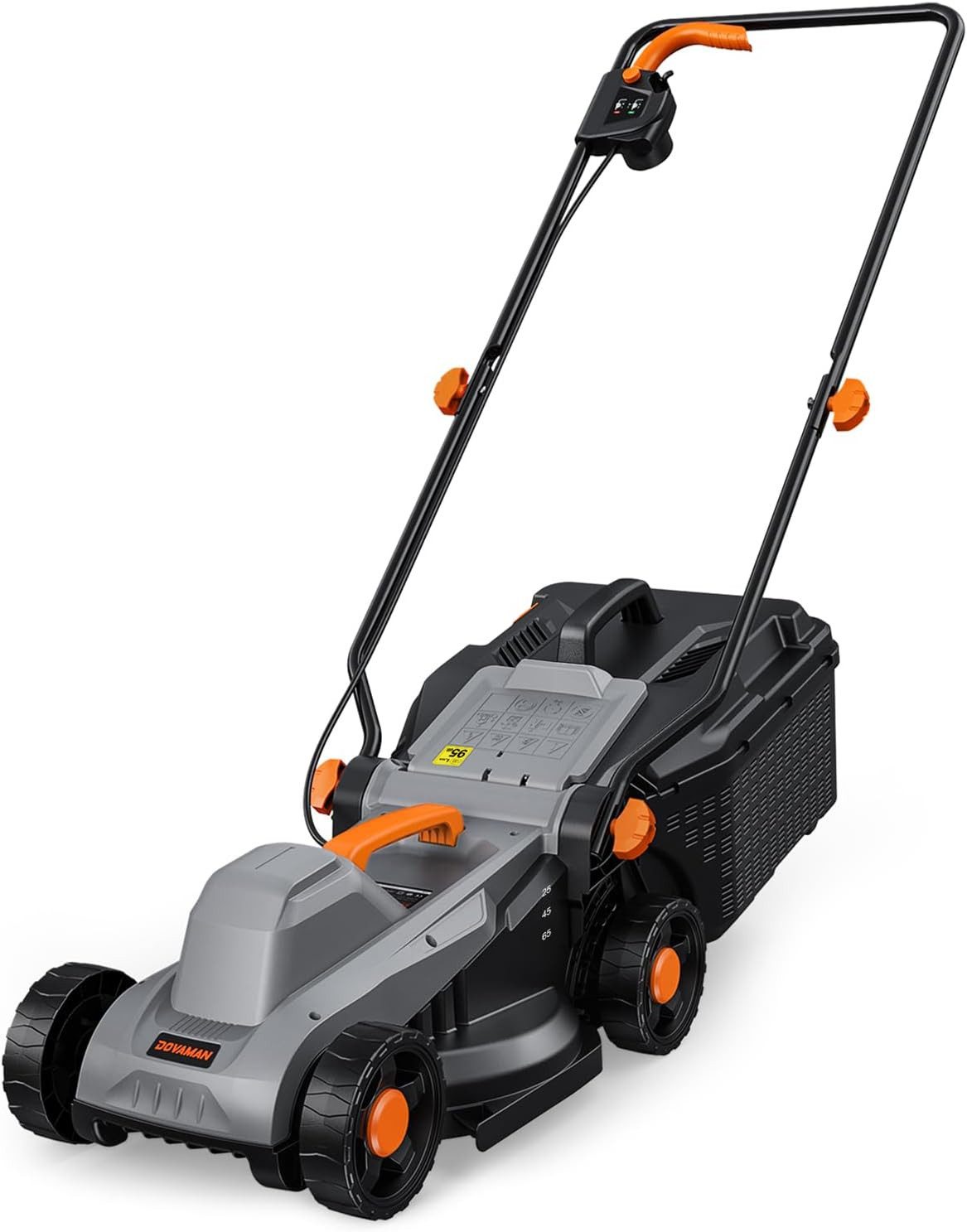 DOVAMAN Elektrorasenmäher 1300W Elektro Rasenmäher, 33cm Schnittbreite, 3-fach höhenverstellbar, 33 cm Schnittbreite, 95% Fangrate