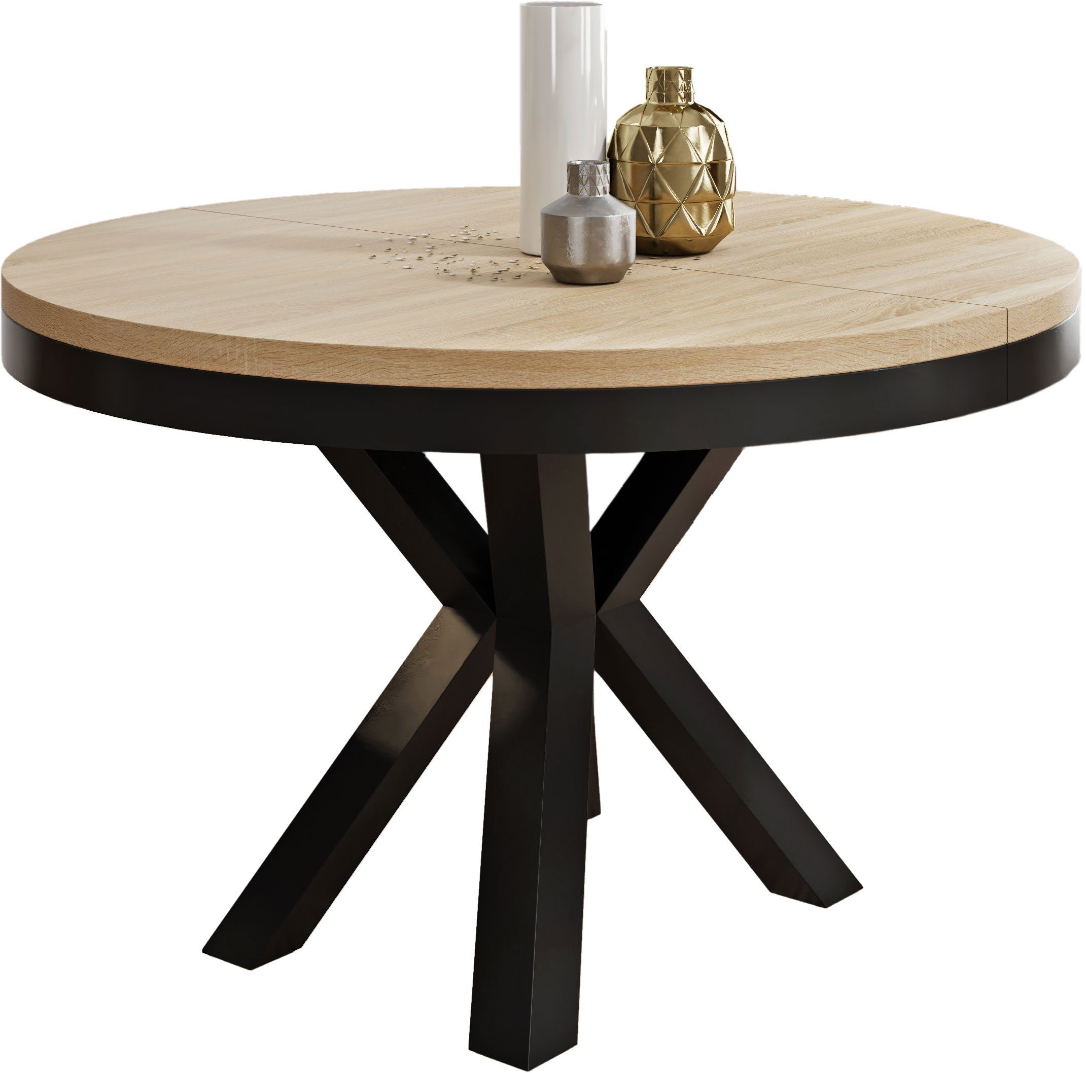 WFL GROUP Esstisch Clara, Tisch im Loft-Stil mit Metallbeinen Sonoma Eiche