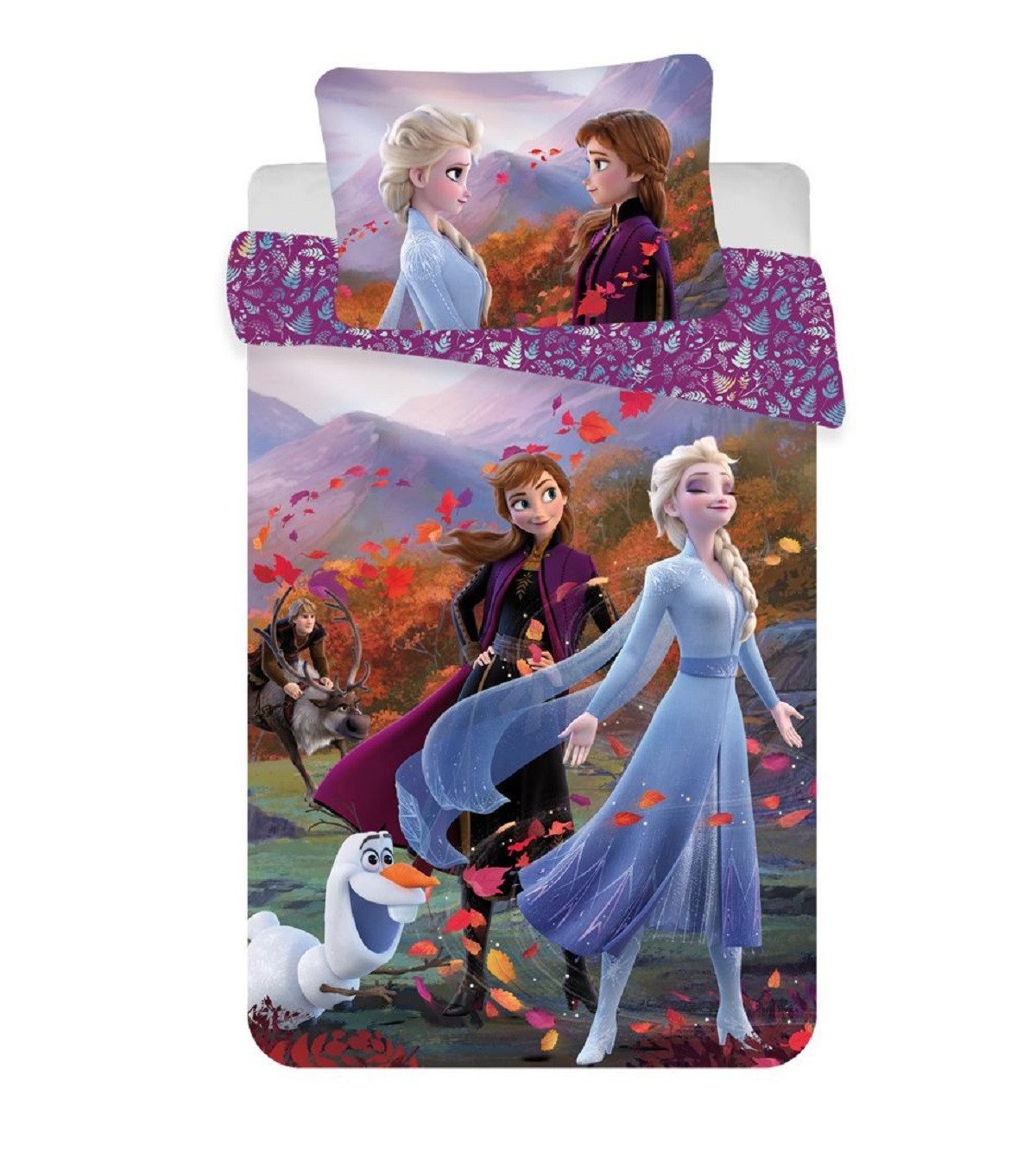 Disney Frozen Kinderbettwäsche Design Kuschelige Bettwäsche Baumwolle, 135x100 cm & 40x60 cm, Baumwolle, 2 teilig, mit Reißverschluss