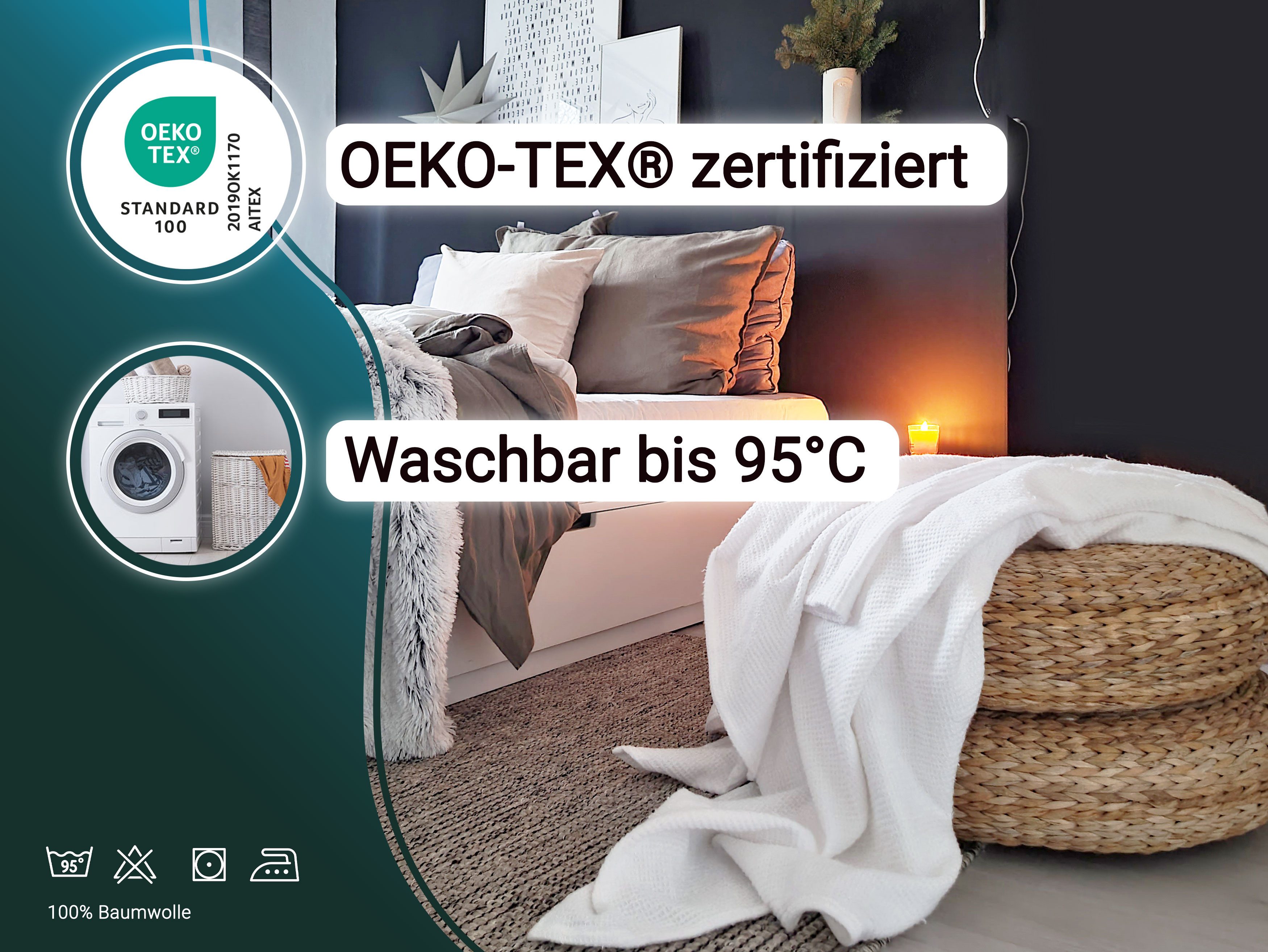 Wohndecke, ZOLLNER, waschbar bis 95°C, Waffelpique, günstig online kaufen