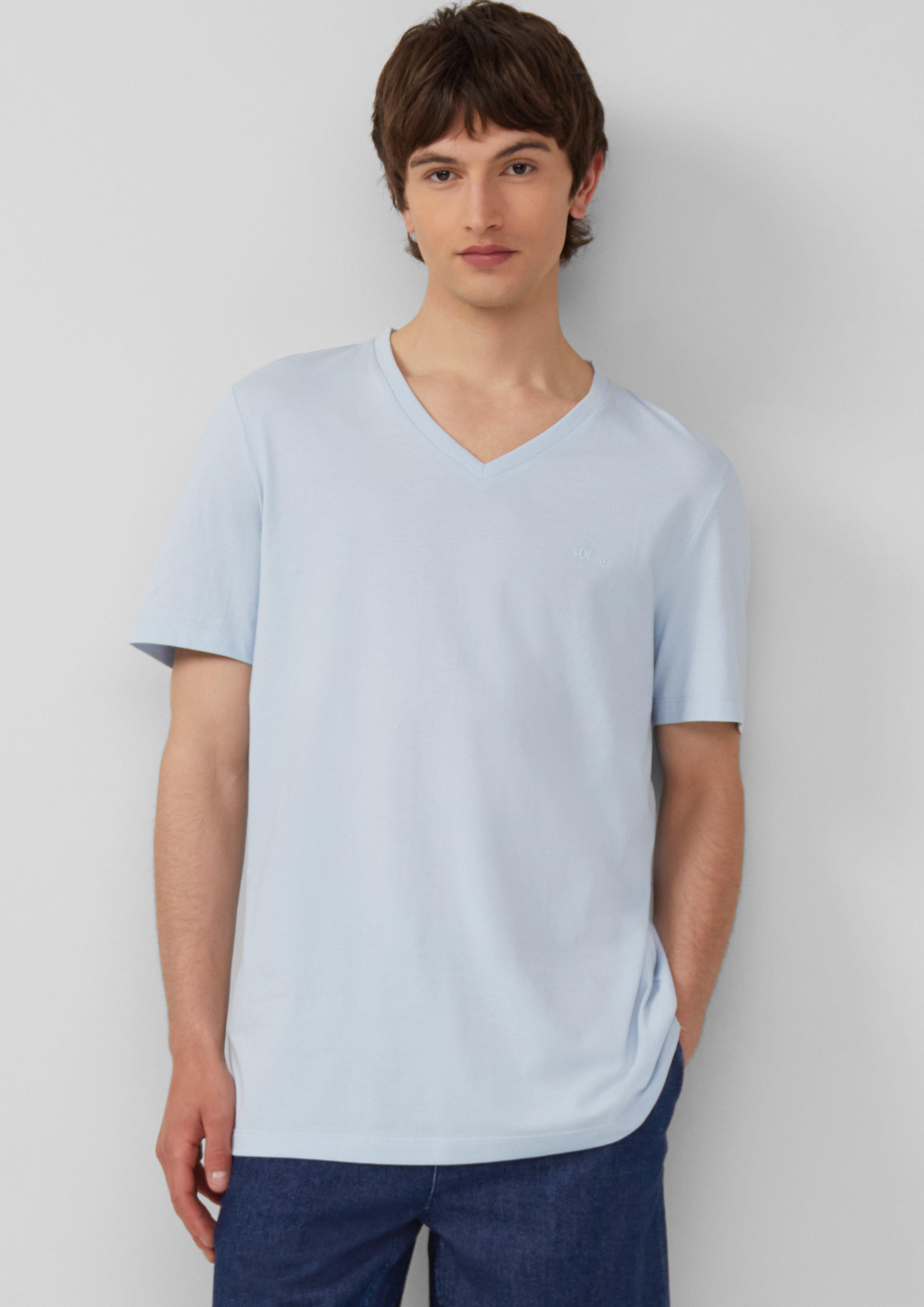 s.Oliver Kurzarmshirt Jersey-T-Shirt mit V-Ausschnitt und günstig online kaufen