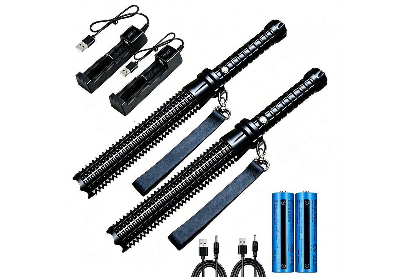 ibettertec LED Taschenlampe 2er Set Taktische LED Taschenlampe mit Akku, 3 Modi Campinglampe, 2er Set,Taktische,LED-Taschenlampe,Akku,starkes Licht,3 Modi,Camping