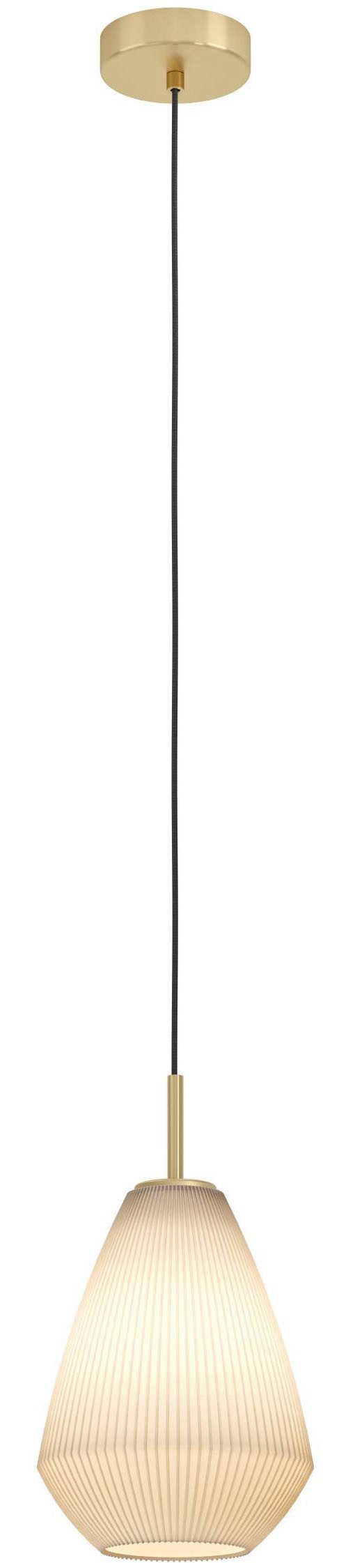 EGLO Hängeleuchte Caprarola Hängelampe, E27, Esstischlampe, Wohnzimmerlampe, Lampe, ohne Leuchtmittel, aus satiniertem Glas und Metall in Messing, Hängeleuchte, E27, Ø 20 cm