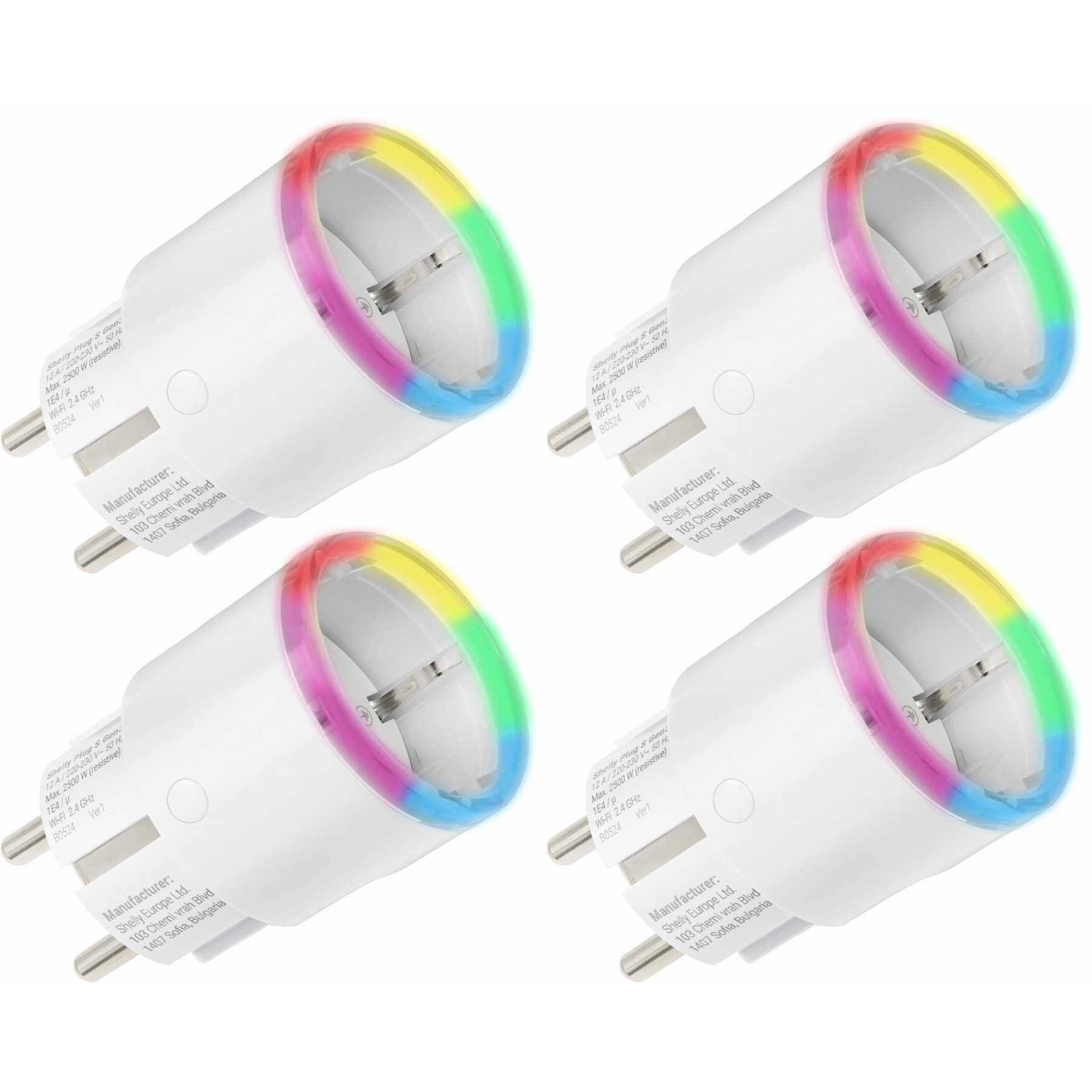 Shelly WLAN-Steckdose SHELLY WLAN-Steckdose Plug S Gen3, Matter, weiß, 4 Stück