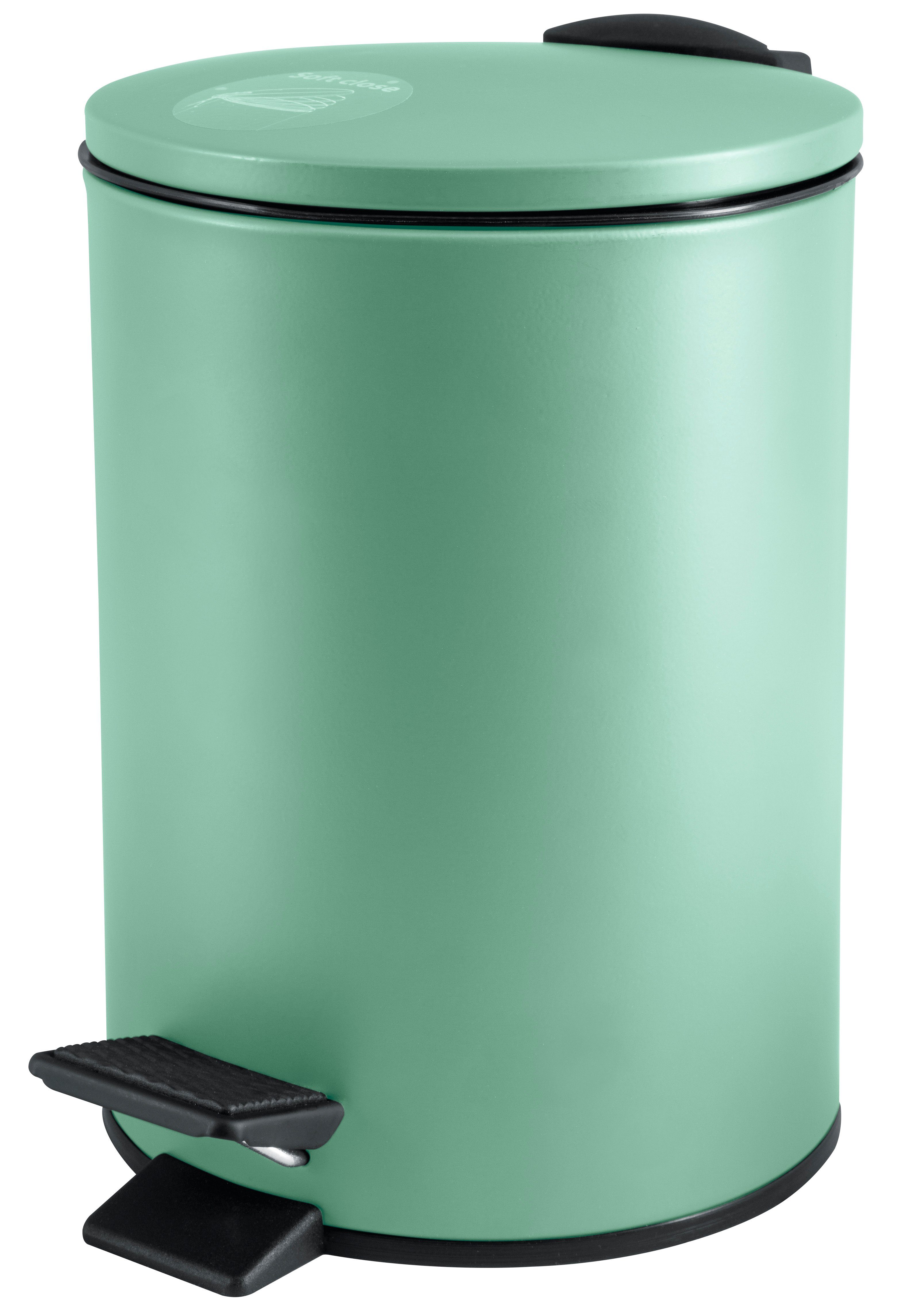 spirella Kosmetikeimer ADELAR, Treteimer mit Softclose-Absenkautomatik, herausnehmbarem Inneneimer, Anti-Fingerprint-Beschichtung, matt Finish, 3L, grün