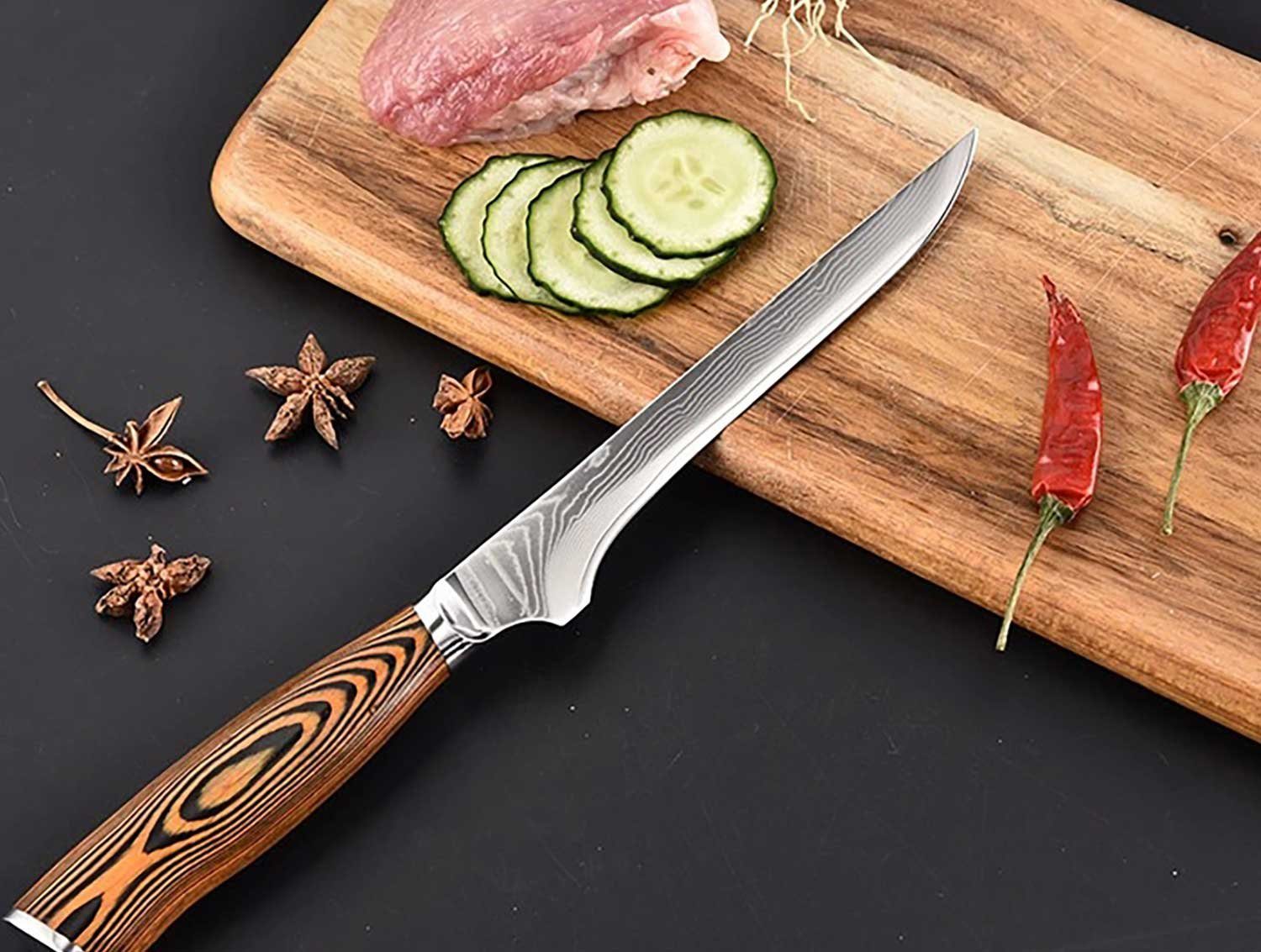 Ausbeinmesser, Muxel Carbon Messer-Set Hochwertiges 3-tlg) Messer Kohle Set (Inhalt: Gemüsemesser, V10 Edelstahl Kochmesser,