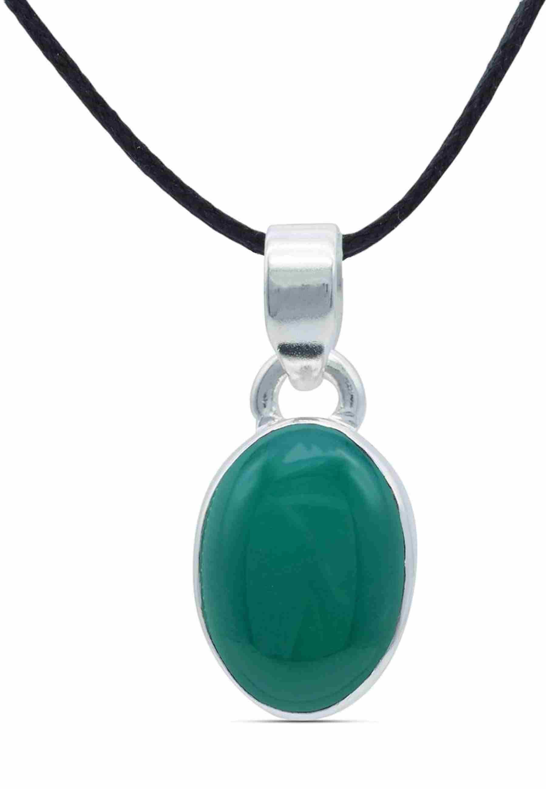 mantraroma Kettenanhänger SAMA oval aus 925 Silber mit grünen Onyx (Kettena günstig online kaufen