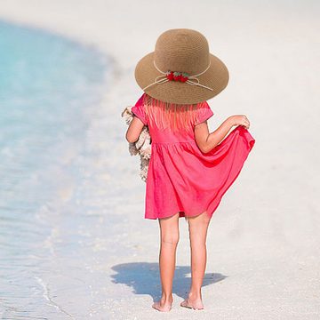 Rnemitery Strohhut Stroh Sommerhut für Mädchen Kinder Atmungsaktiver Strand Sonnenhut
