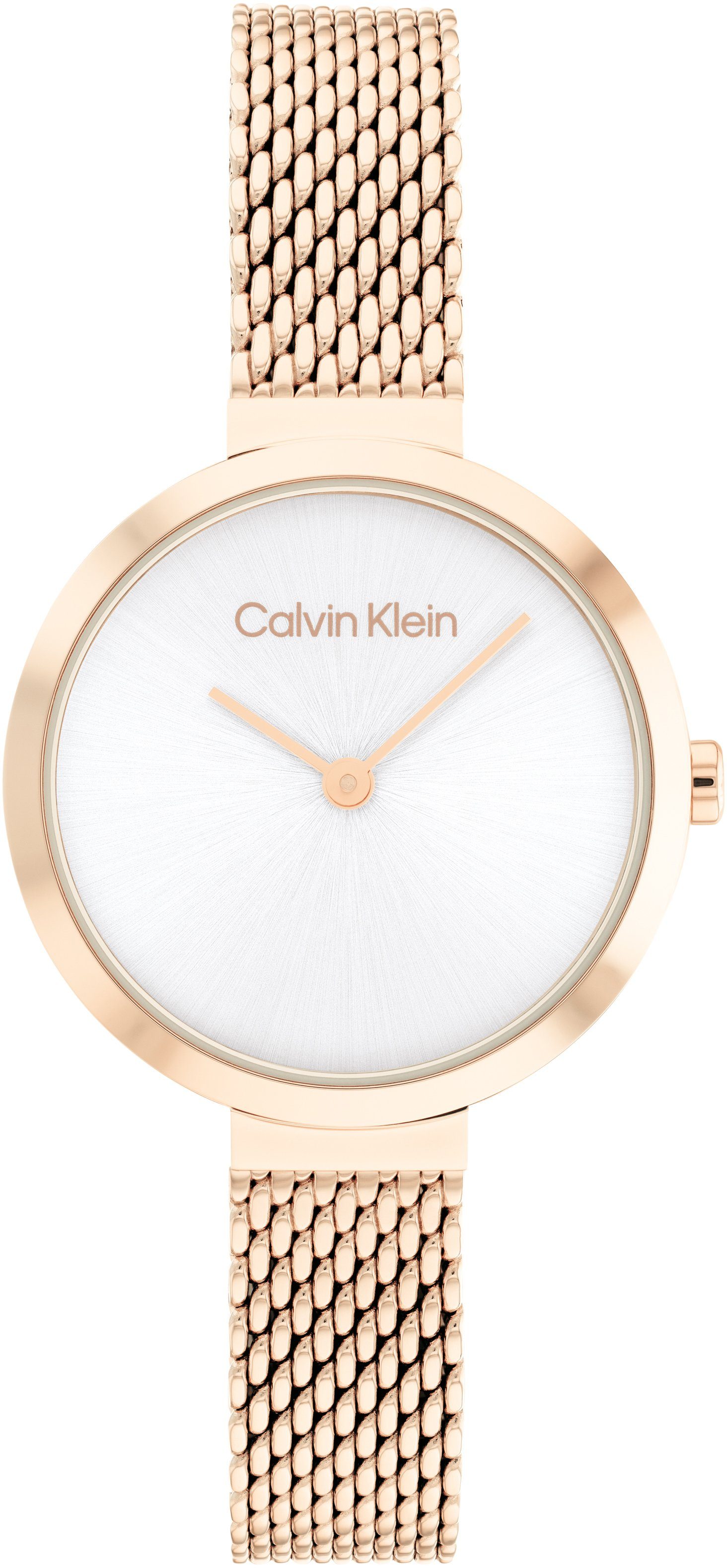 Calvin Klein Quarzuhr Minimalistic T Bar Mesh 28 mm, 25200083, Armbanduhr, Damenuhr, Mineralglas, IP-Beschichtung