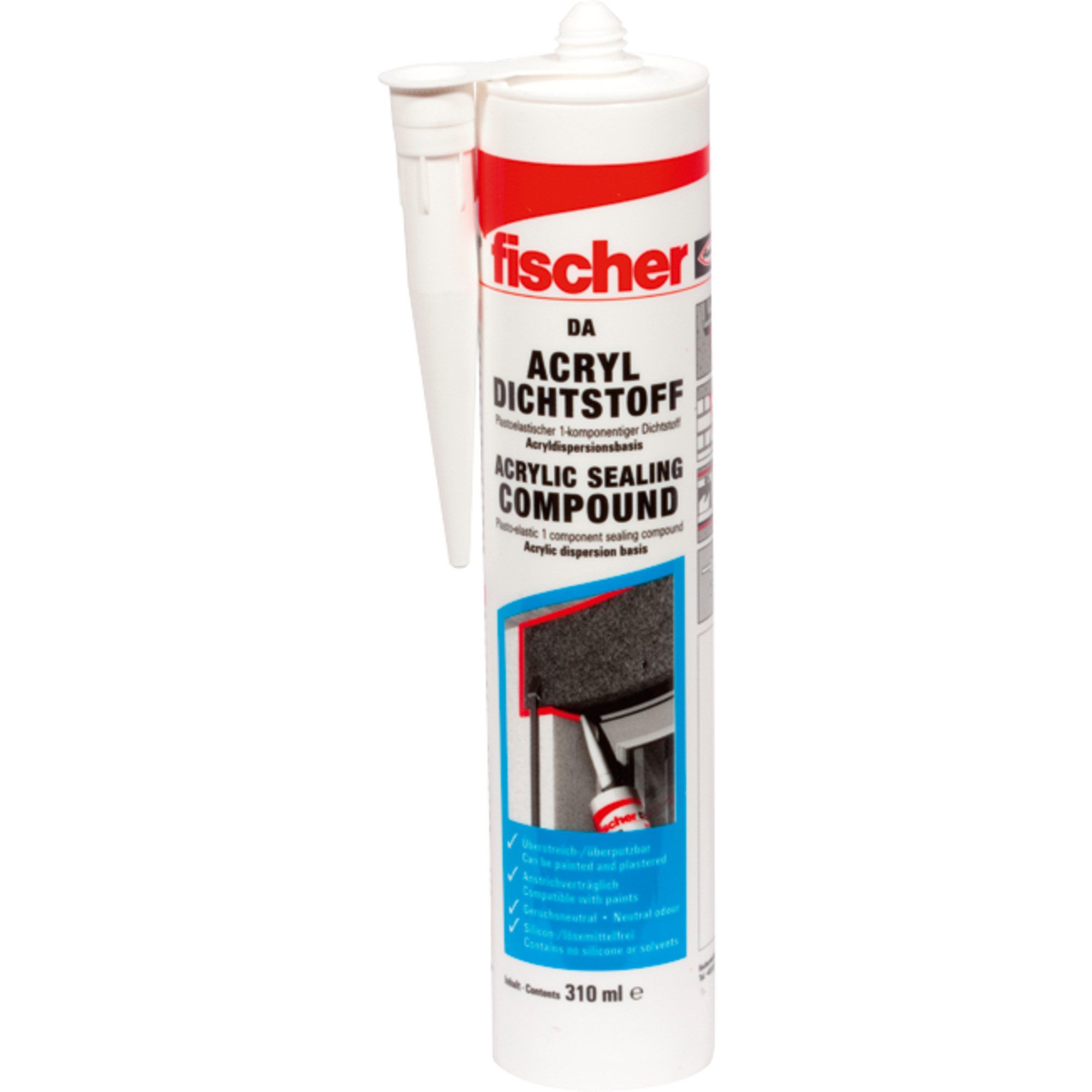 Fischer Fertigspachtel fischer Acryldichtstoff DA GR 310ml, Dichtmasse