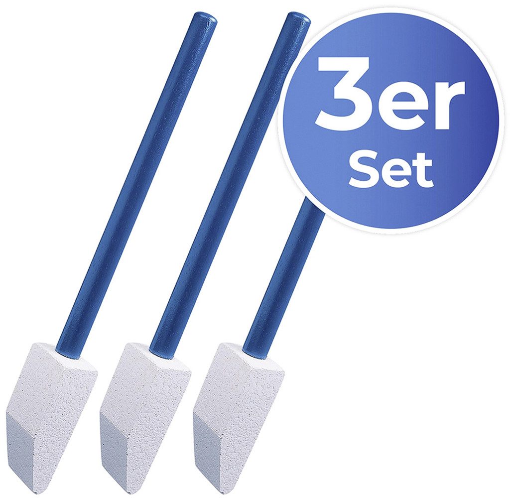 Maximex Reinigungsbürsten-Set Toilettenreiniger Spezial, (3-tlg), mit abgeschrägtem Bimsstein und Holzgriff, Reinigung ohne Chemie